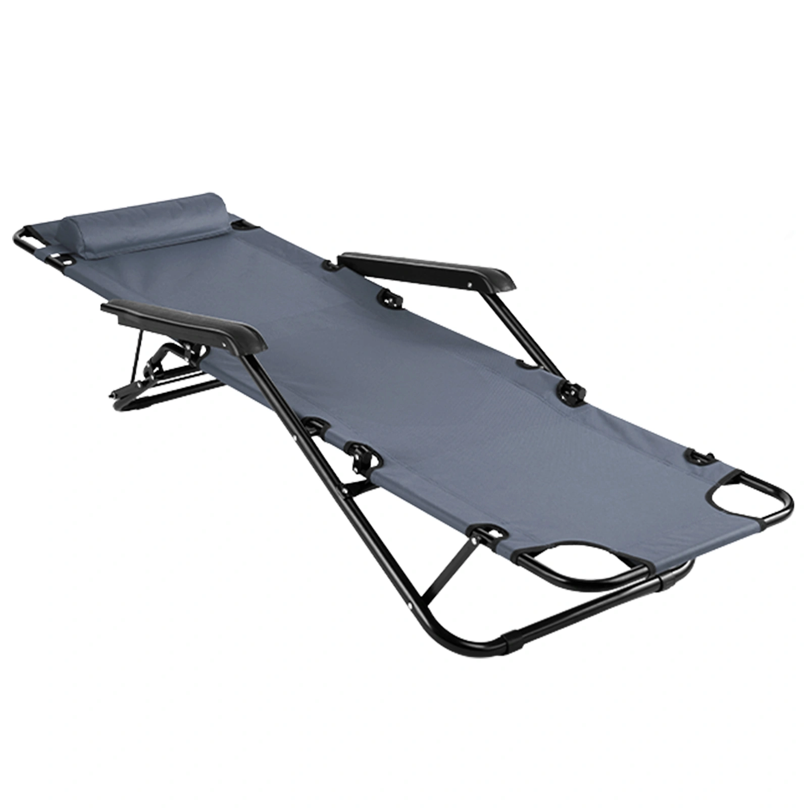 Portable Dual Purposes Extendable Folding Reclining Chair Grey view 13