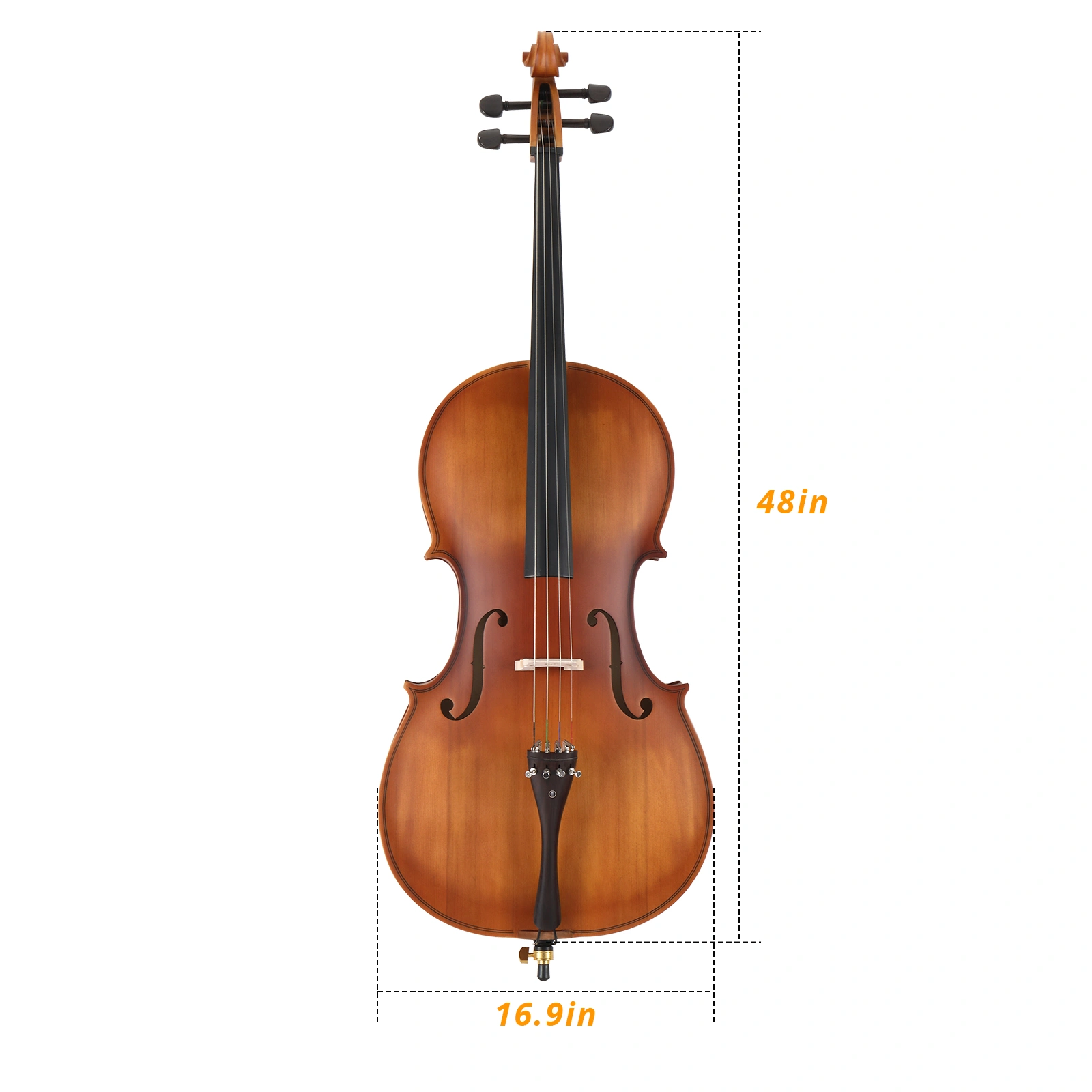 Cello 4/4 Full Size Matte Natural Spruce Wood Violin Family Instrument with Bag Bow Rosin Bridge Strings view 3