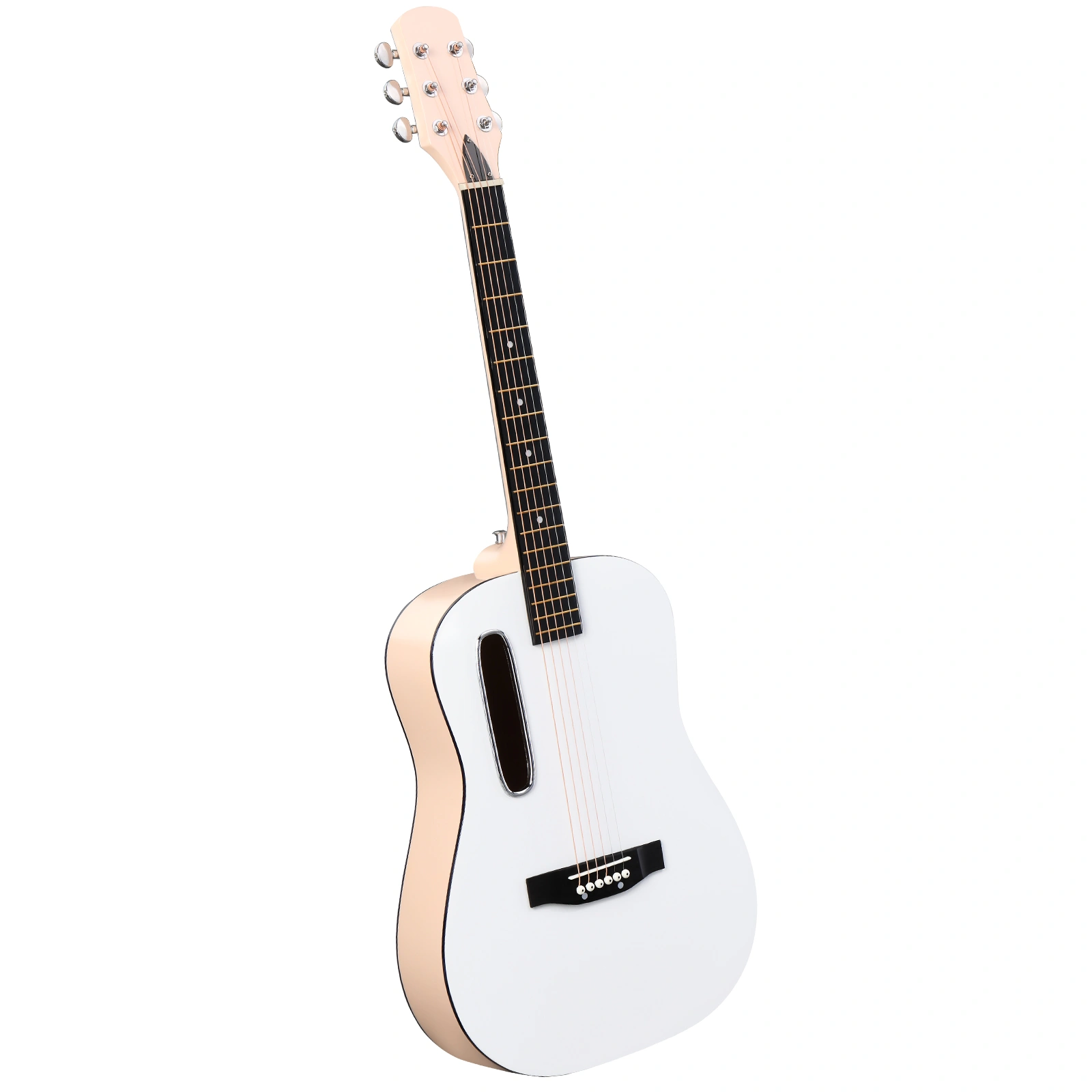 38 Inch Acoustic Guitar for Beginners, H Body Shape, Basswood Folk Guitar in Cream White, 6-String Student Guitar with Case, Picks and Strap