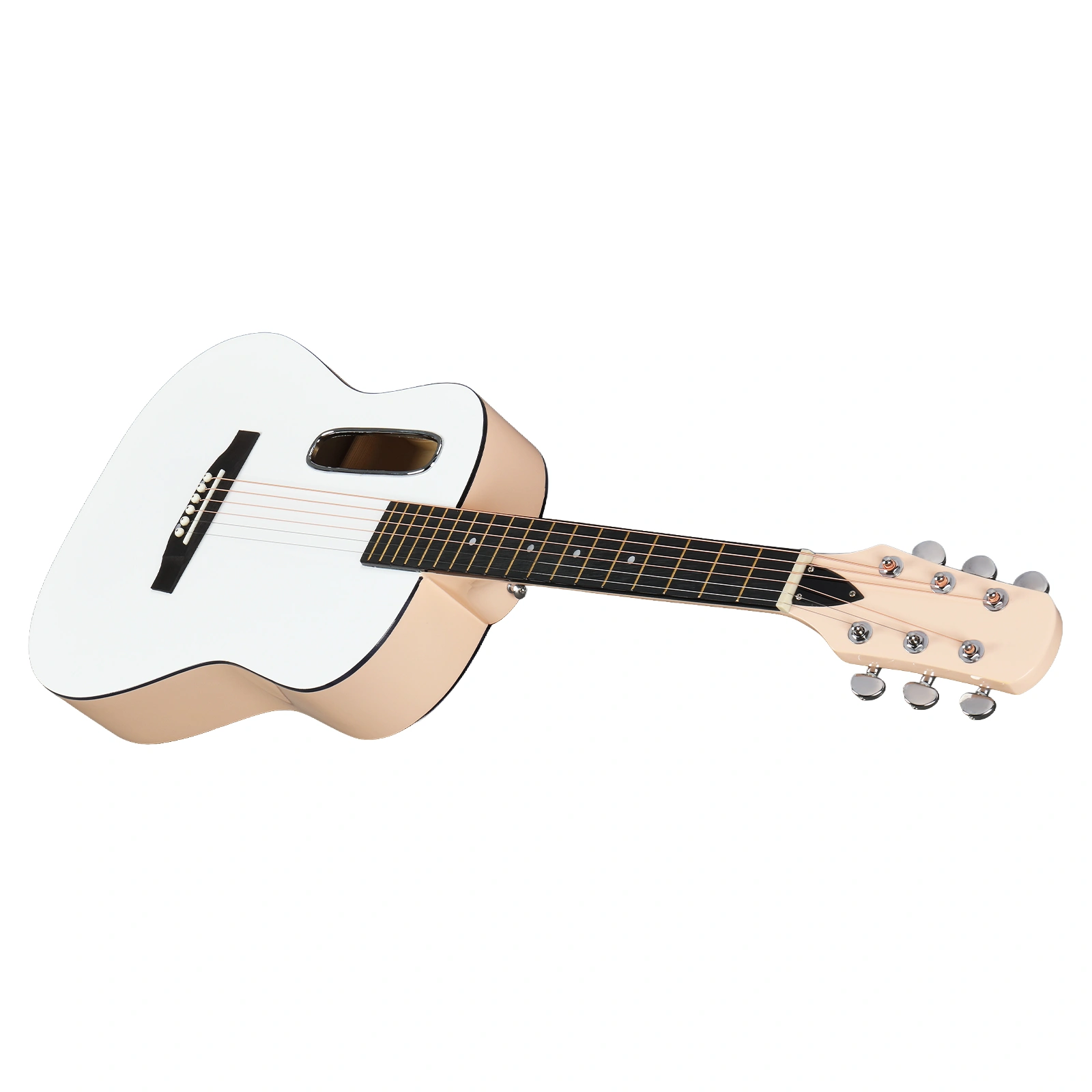 38 Inch Acoustic Guitar for Beginners, H Body Shape, Basswood Folk Guitar in Cream White, 6-String Student Guitar with Case, Picks and Strap view 3