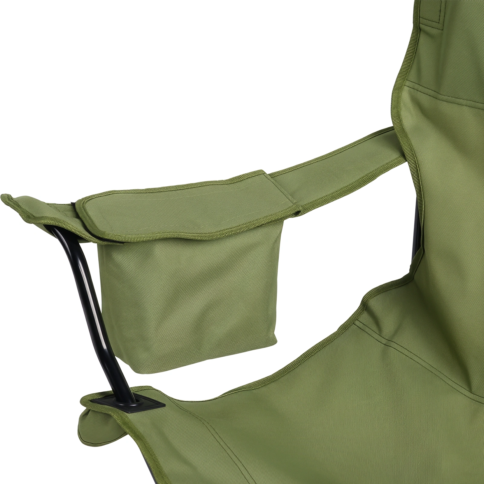 Folding Camping Chair with Built-in Cooler Bag & Cup Holder, Heavy Duty 350 lbs Capacity Portable Outdoor Camp Chair, Green Padded Folding Chair with Side Pocket for Camping, Beach, Patio, Picnic, Travel view 13