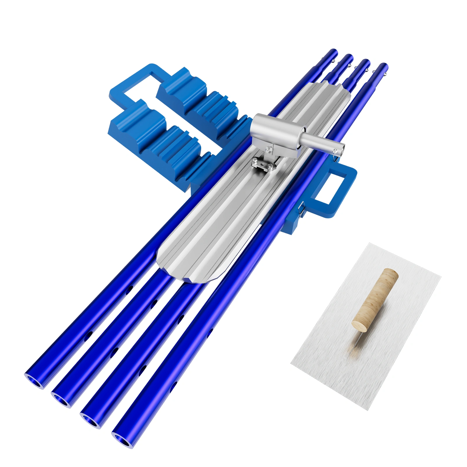 48'' Magnesium Concrete Bull Float Kit - 8" Reservoir Head, 4 Handle Sections, Trowel & Carrying Case for Concrete Finishing