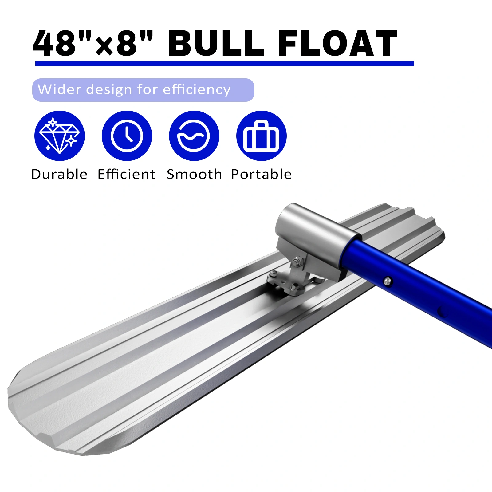 48'' Magnesium Concrete Bull Float Kit - 8" Reservoir Head, 4 Handle Sections, Trowel & Carrying Case for Concrete Finishing view 2