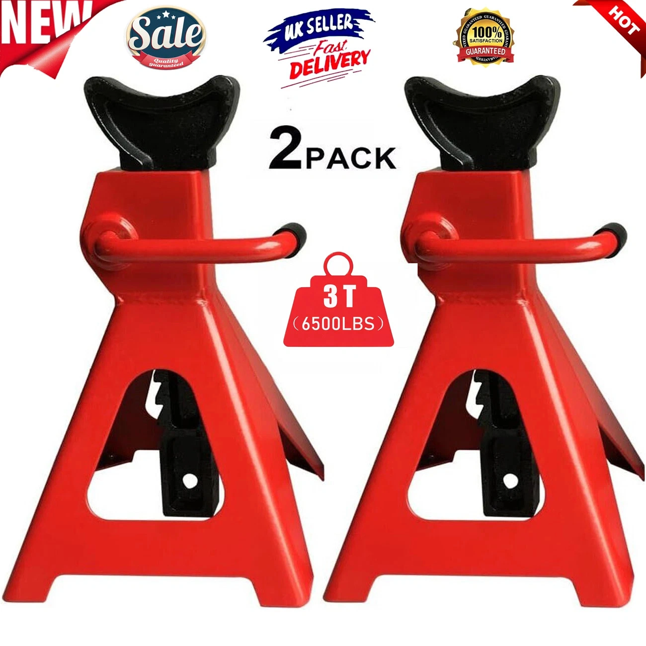 2Pcs 3 Ton Heavy Duty Axle Stands Floor Jack Lifting Capacity Jack Stands for Car Caravan Truck Support
