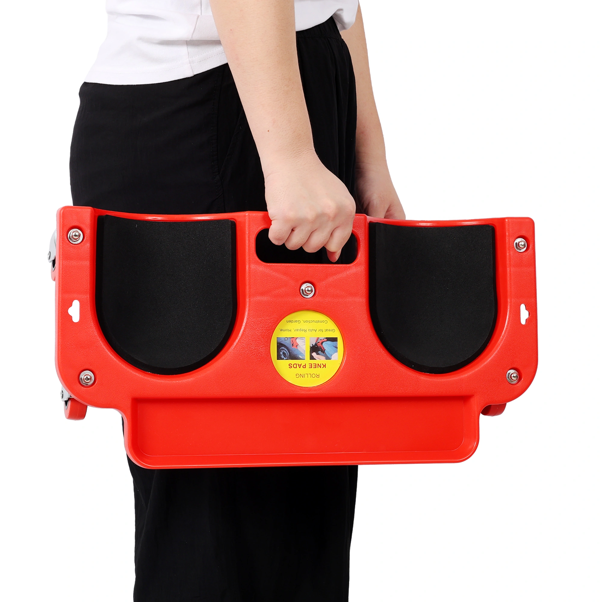 **Durable Rolling Knee Creeper with 360° Swivel Casters & Tool Tray - Red Workshop Garden Garage Knee Pads** view 7