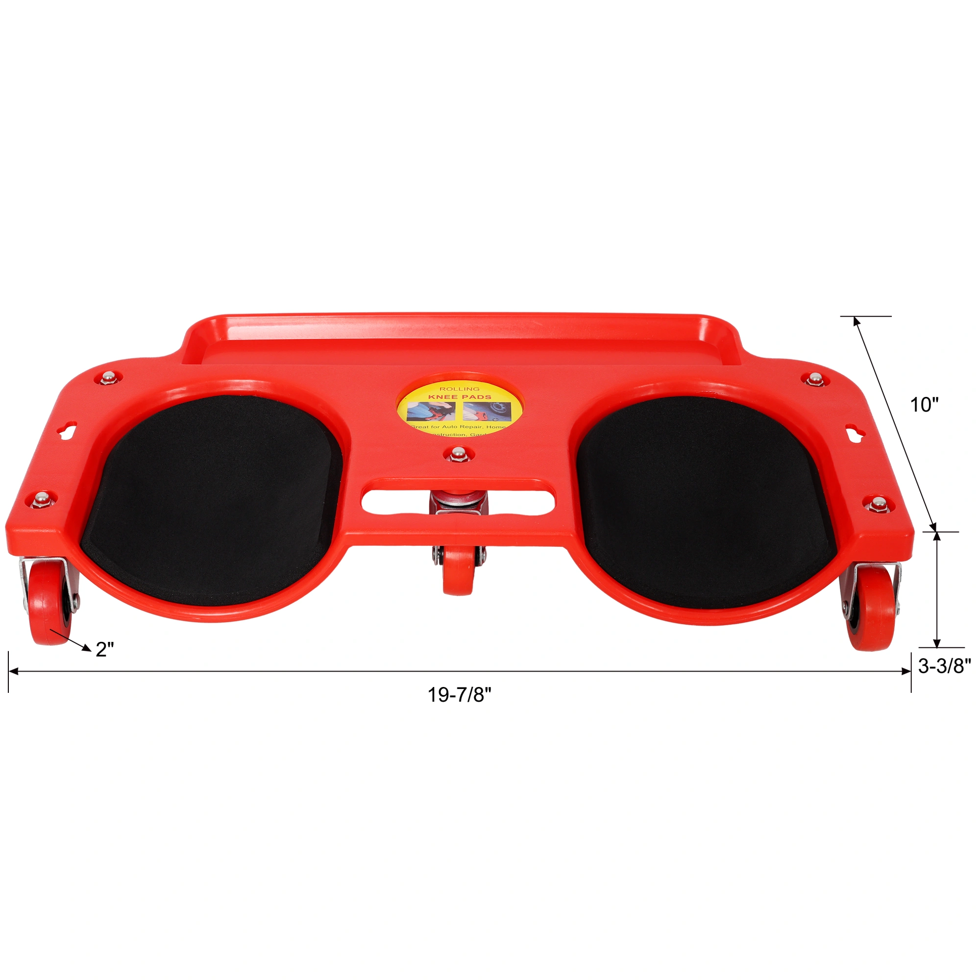 **Durable Rolling Knee Creeper with 360° Swivel Casters & Tool Tray - Red Workshop Garden Garage Knee Pads** view 8