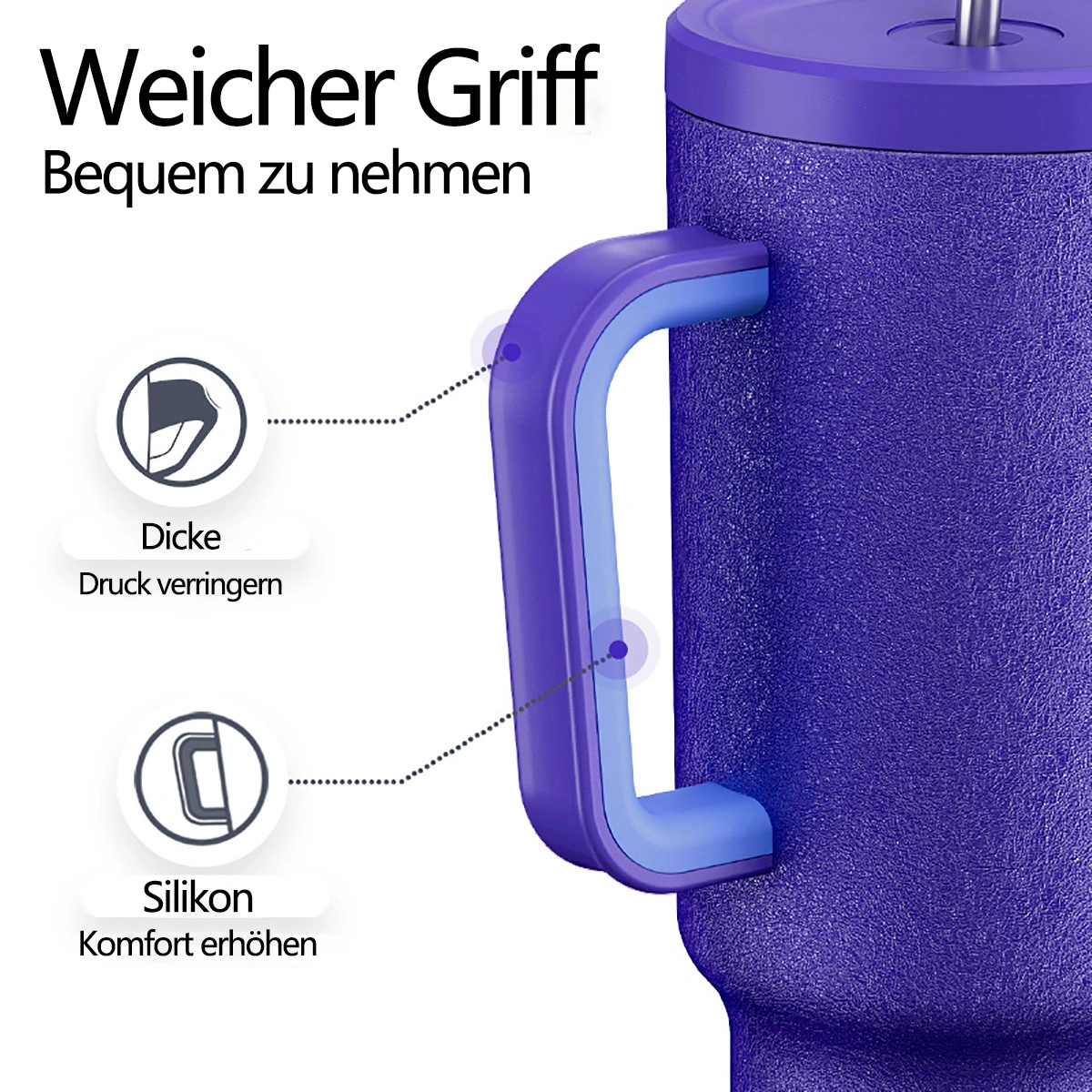 Double Wall Insulated Travel Mug 20oz Extra Large - Leak Proof Thermal Cup with Comfortable Grip for Hot Cold Drinks, Vacuum Insulated Coffee Tumbler for Office Home Outdoor Travel Camping view 3