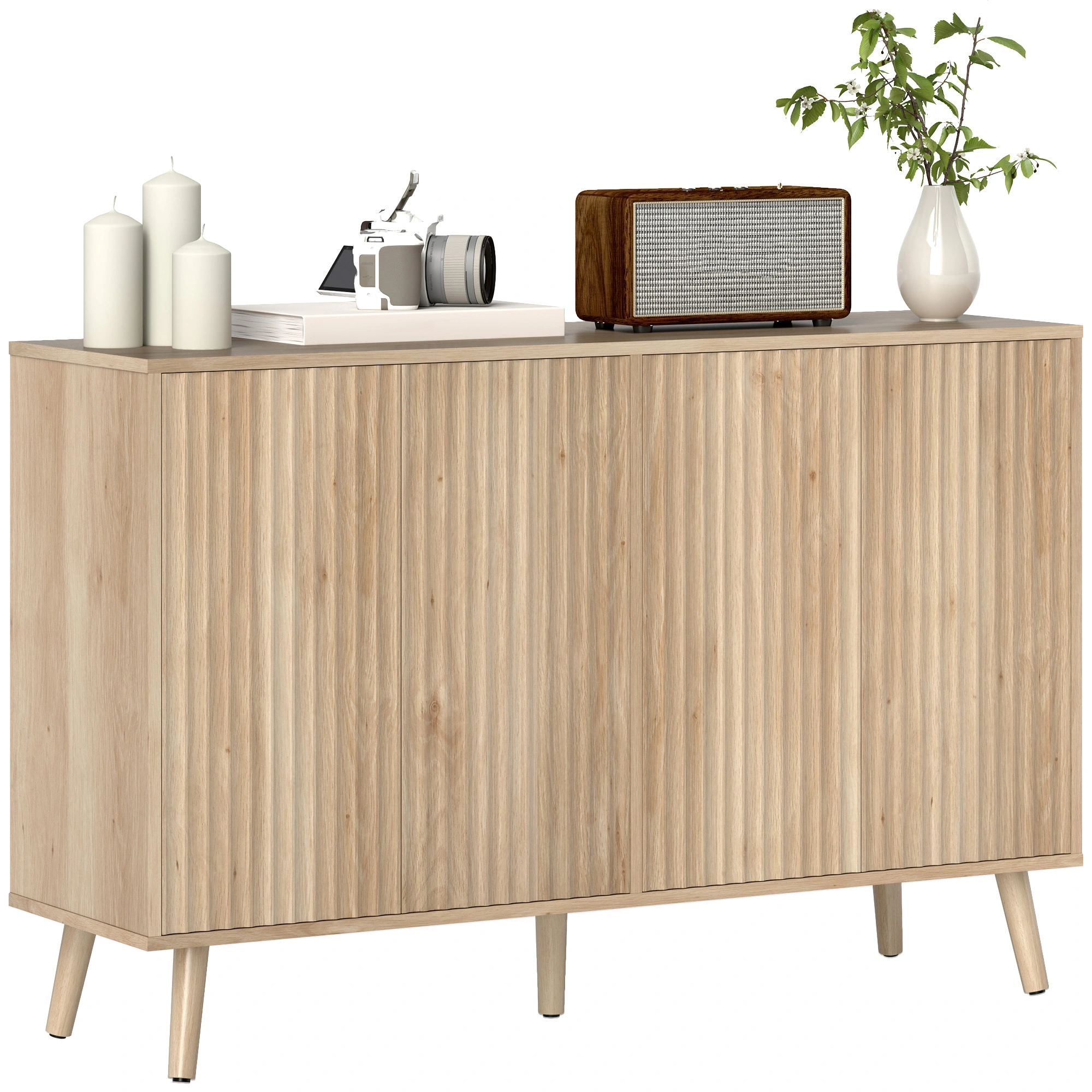 Kitchen Storage Cabinet with Doors & Shelves - Freestanding Organizer for Living Room, Bedroom, Hallway - Durable Wood Finish, Easy Assembly view 3