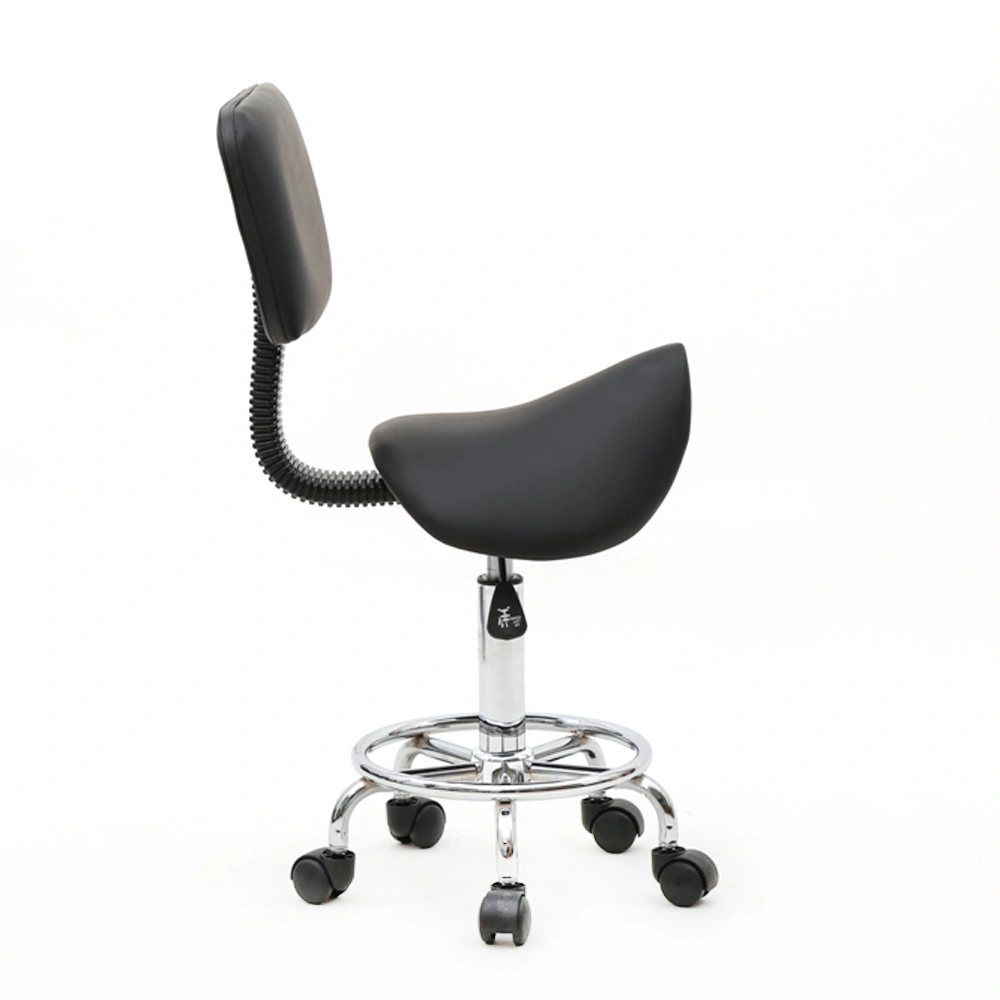 Saddle Shape Adjustable Salon Stool with Back Black view 16
