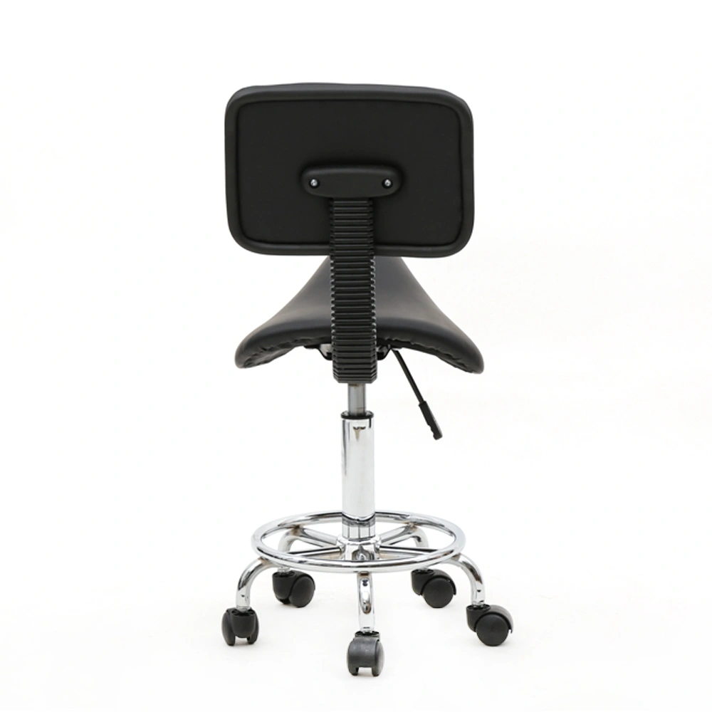 Saddle Shape Adjustable Salon Stool with Back Black view 18