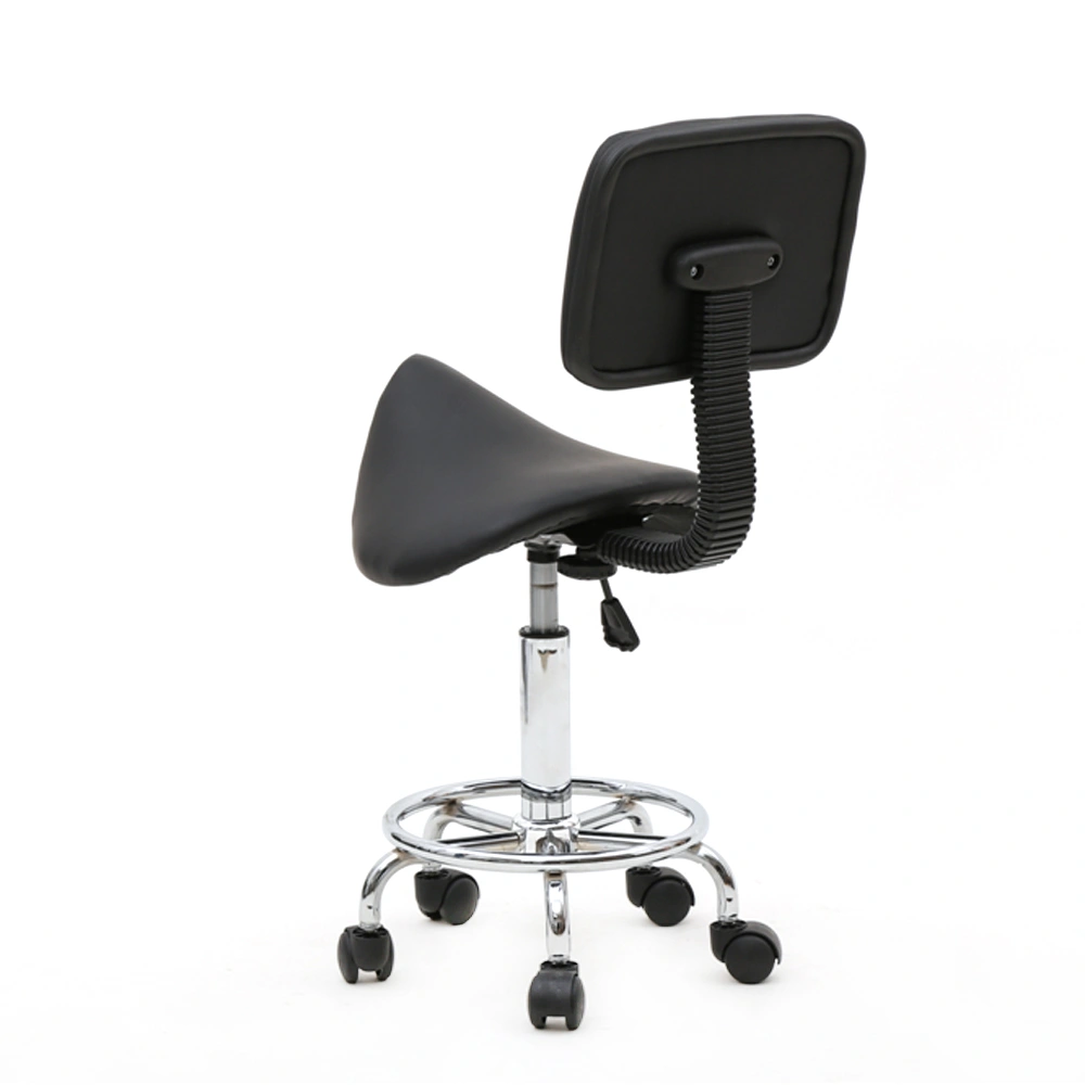 Saddle Shape Adjustable Salon Stool with Back Black view 19