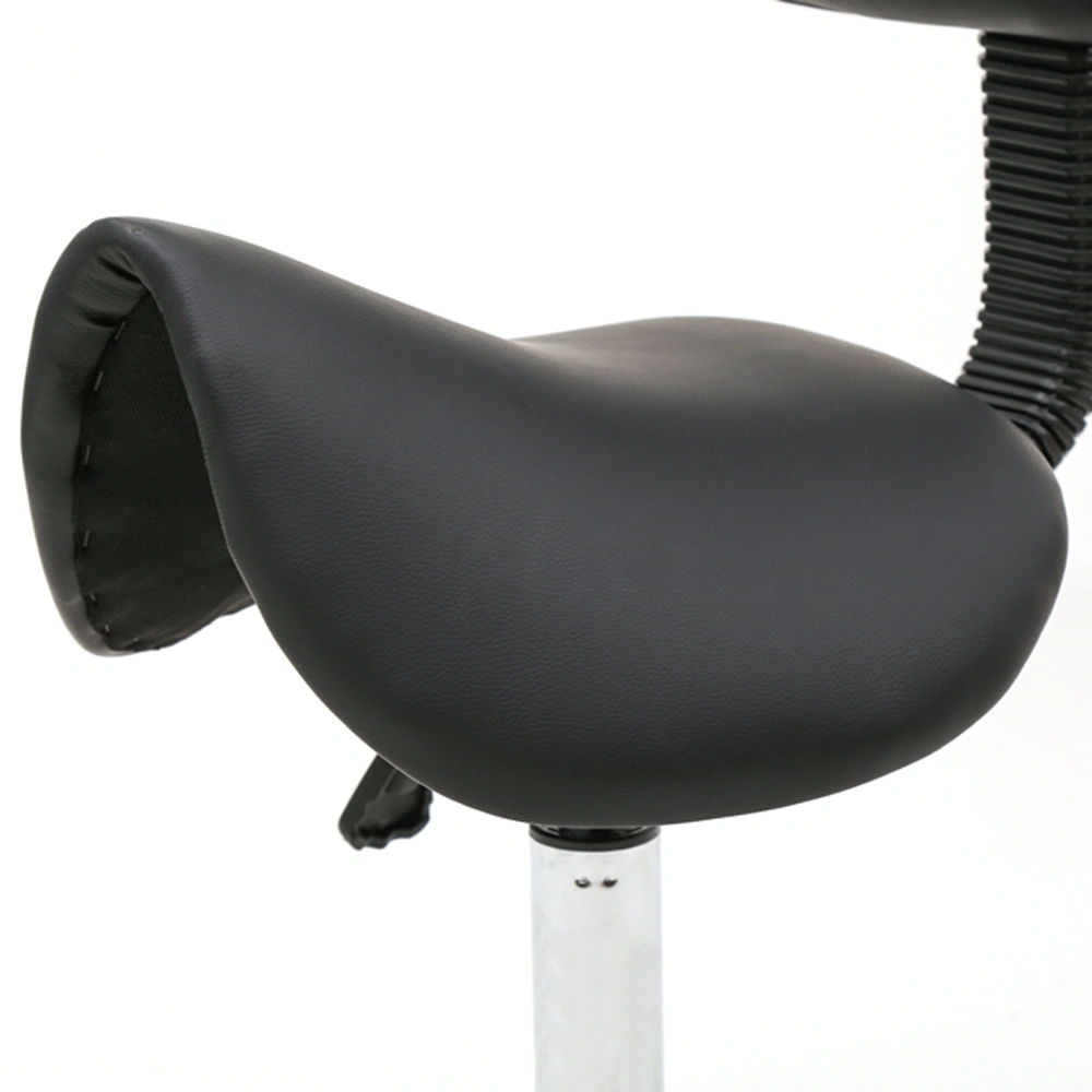 Saddle Shape Adjustable Salon Stool with Back Black view 2