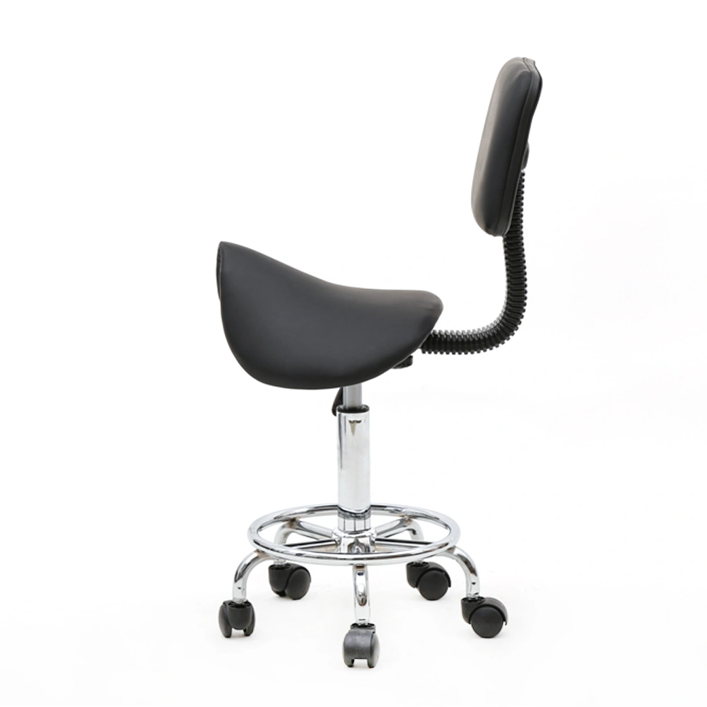 Saddle Shape Adjustable Salon Stool with Back Black view 20