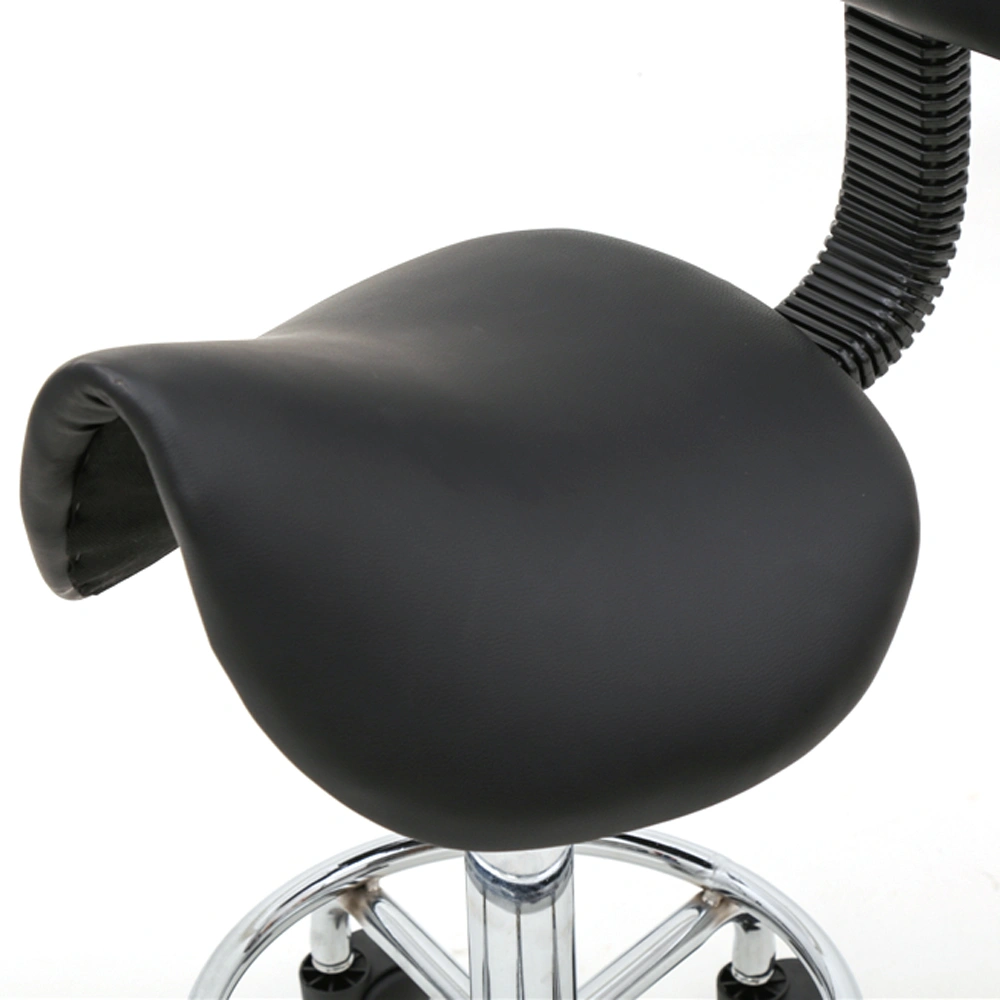 Saddle Shape Adjustable Salon Stool with Back Black view 22
