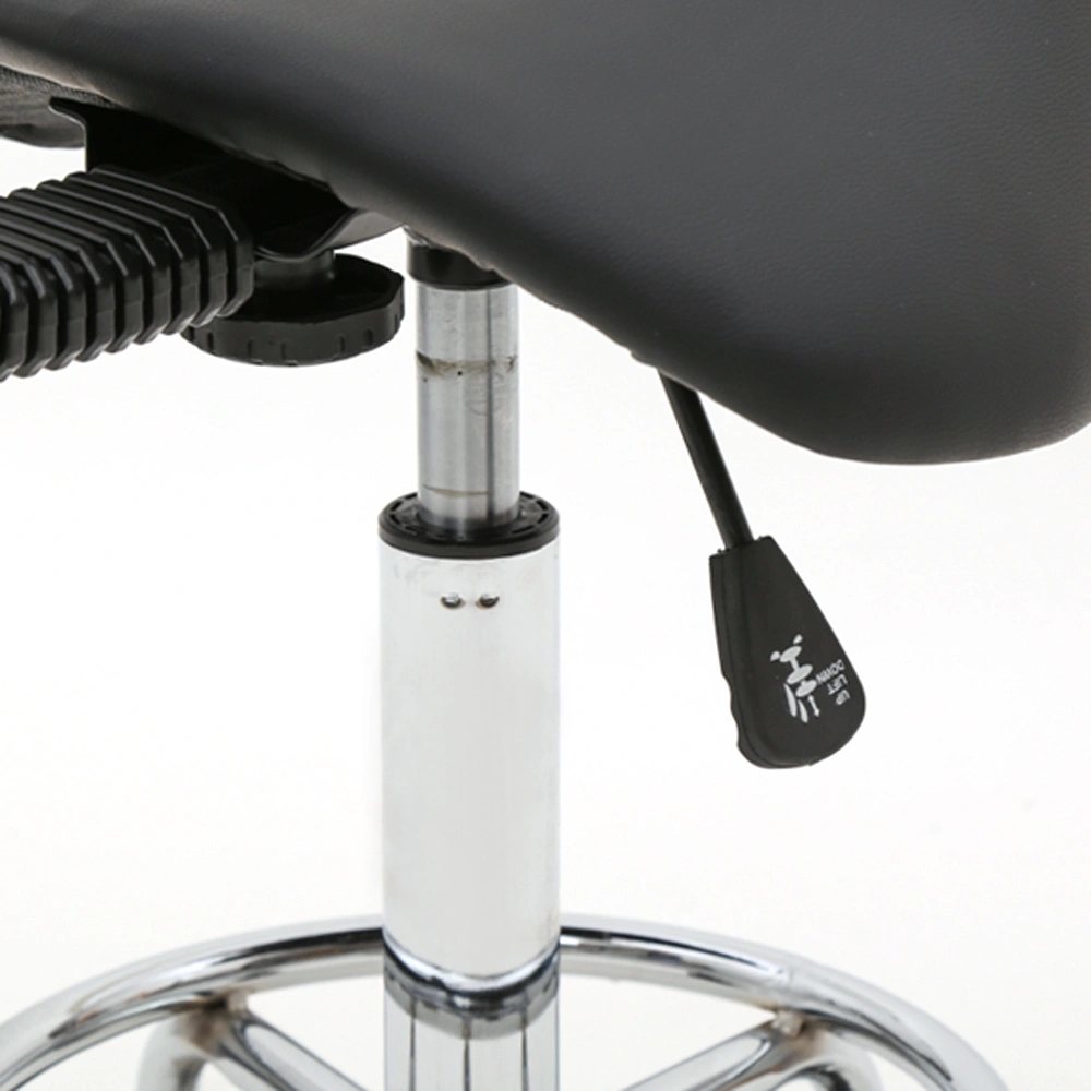 Saddle Shape Adjustable Salon Stool with Back Black view 7