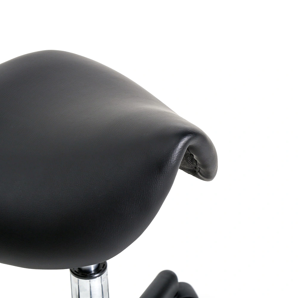 Rotating Saddle Stool with Flat Footrest, Plastic Bar Stool, Black view 2