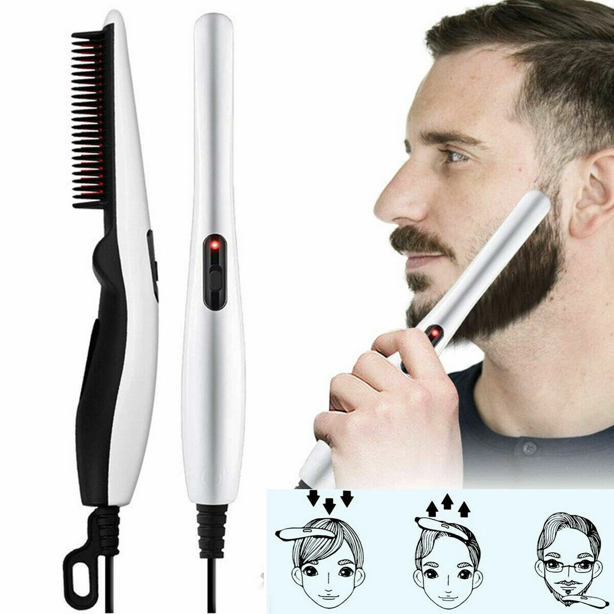 Fast Heated Electric Straight Hair Comb Beard Straightner Brush Styler For Men Women (Platform policies vary; relevant qualifications are attached via link, please do not list products without required qualifications) view 11
