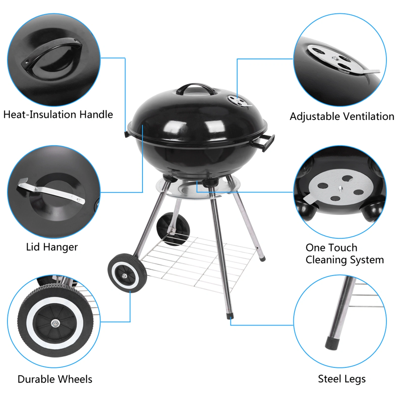 18 Inch Apple Charcoal Stove Enamel (Cover Furnace Body) White Side Wheel Diameter 15cm view 20