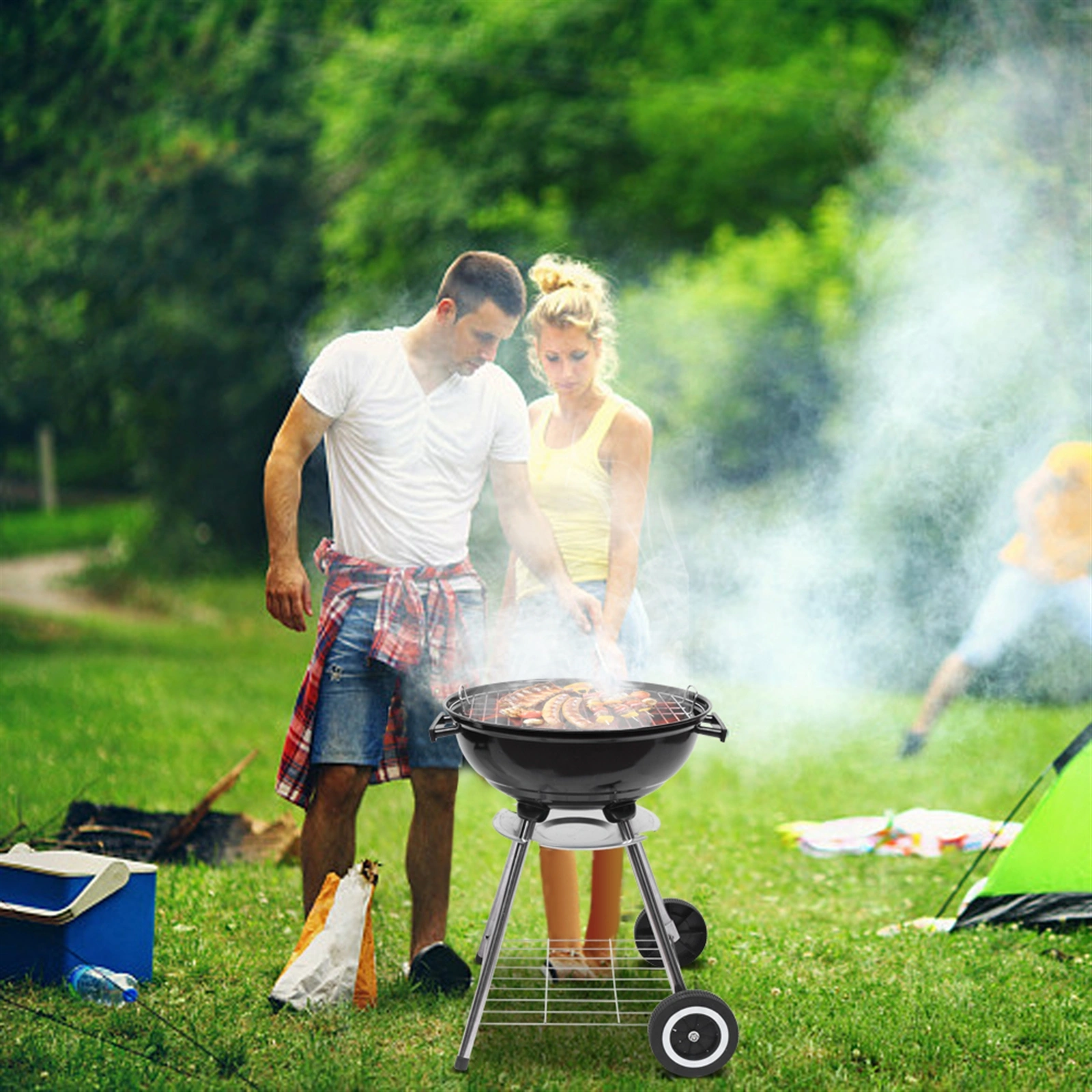 18 Inch Apple Charcoal Stove Enamel (Cover Furnace Body) White Side Wheel Diameter 15cm view 21