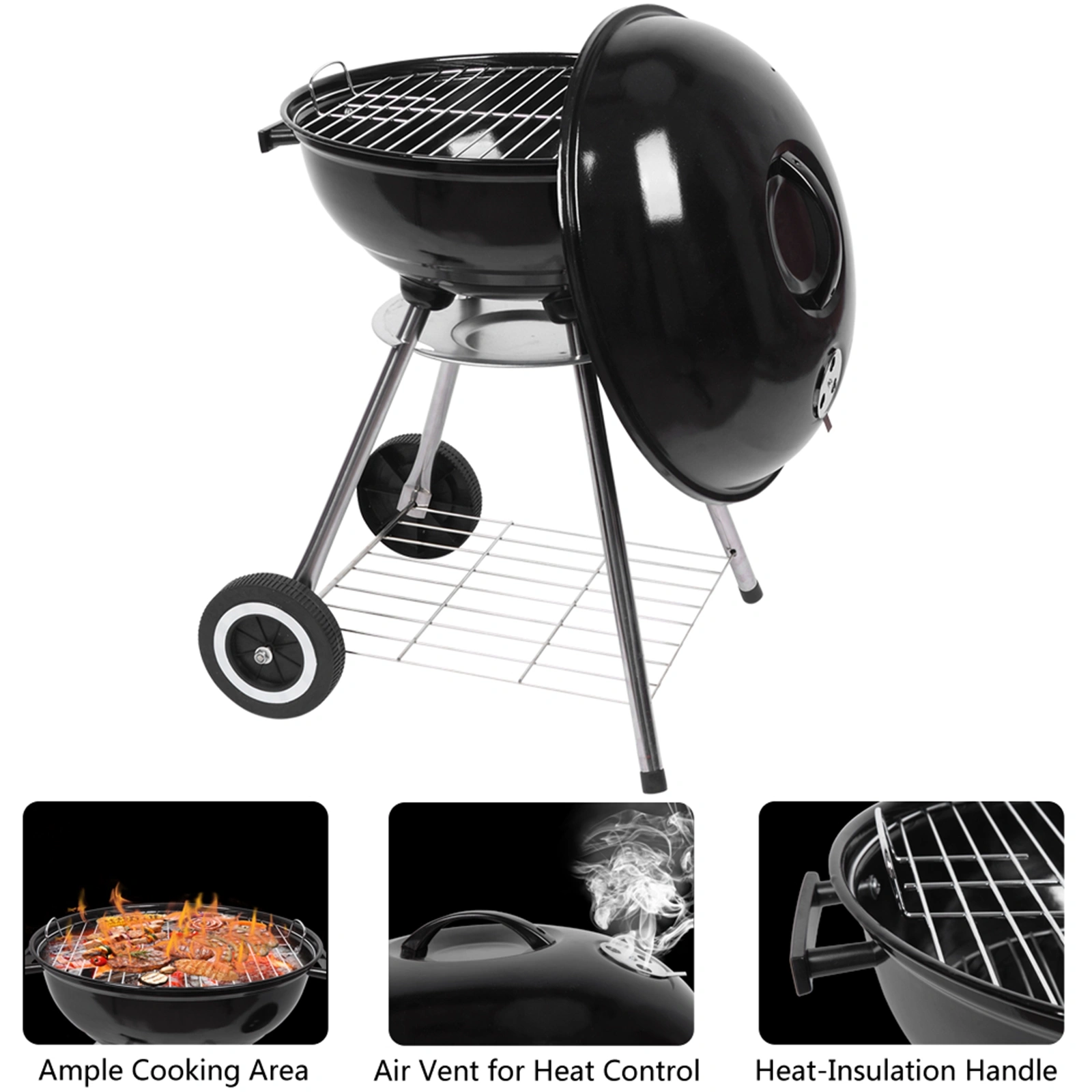 18 Inch Apple Charcoal Stove Enamel (Cover Furnace Body) White Side Wheel Diameter 15cm view 5