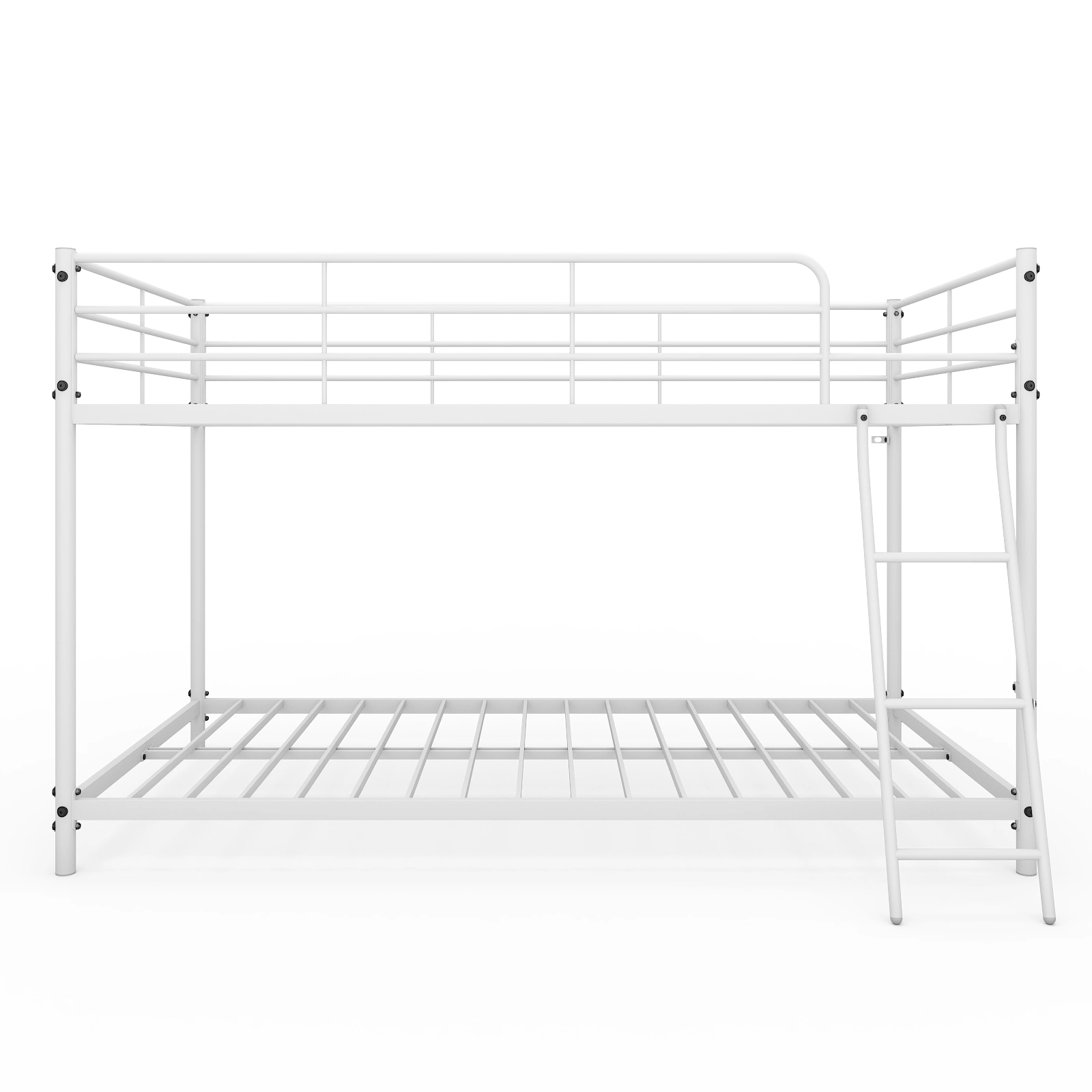 Twin Size Metal Bunk Bed for Kids Teens Adults, Heavy Duty Metal Bunk Bed with Ladder & Full-Length Guard Rail, White view 14