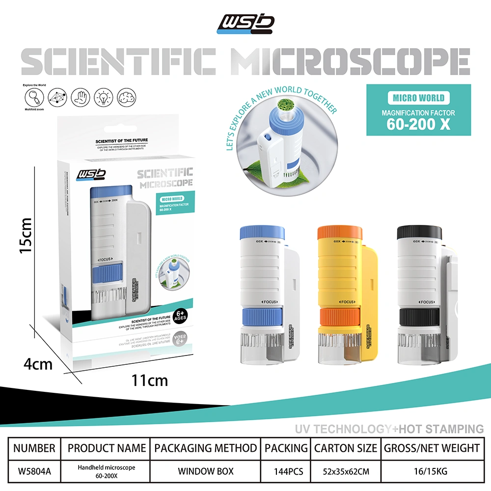 Children's handheld microscope Optical HD portable microscope, microscope with LED light, biological education science experiment toy gift. (blue) view 3