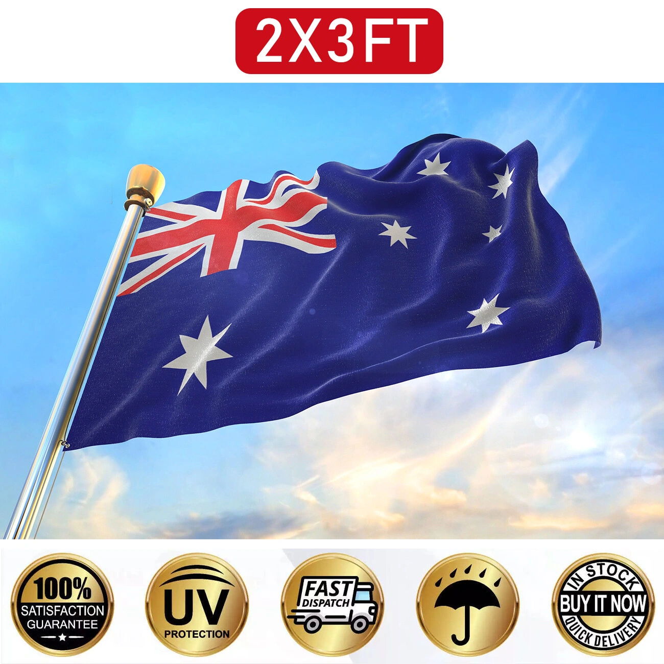 2PCS Australian Flag 60x90cm 2x3FT Outdoor Hanging Garden Decoration view 5