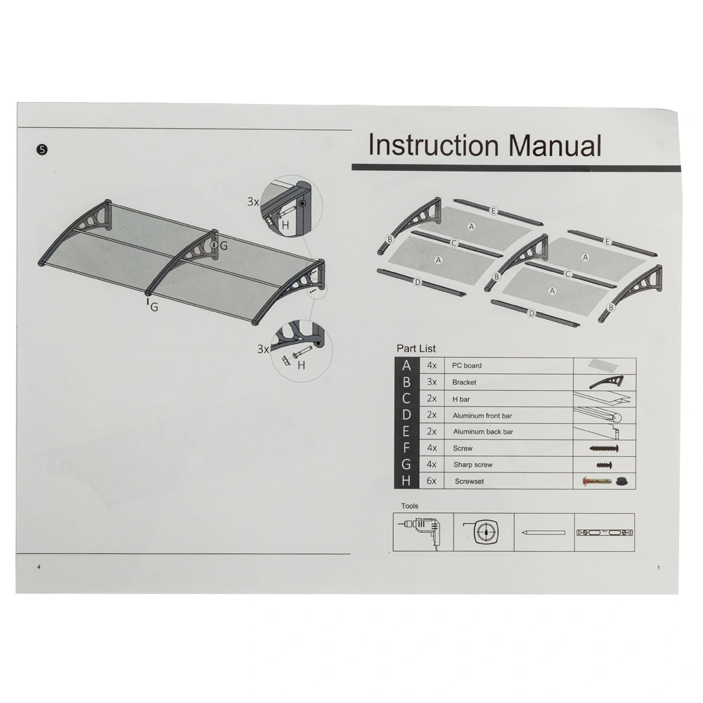 HT-200 x 100 Household Application Door & Window Rain Cover Eaves Black Holder view 14
