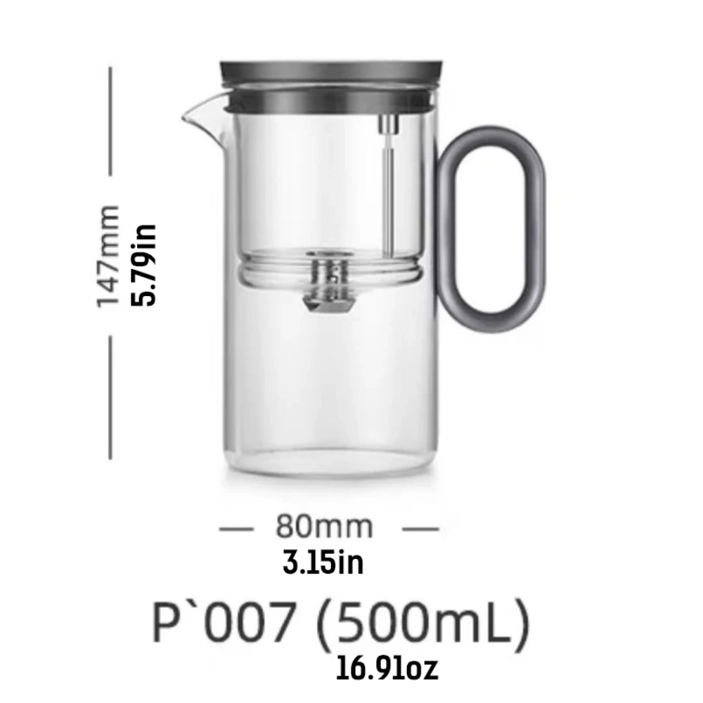 Heat-resistant glass teapot, magnetic switch, Gunmetal Grey 500mL view 8