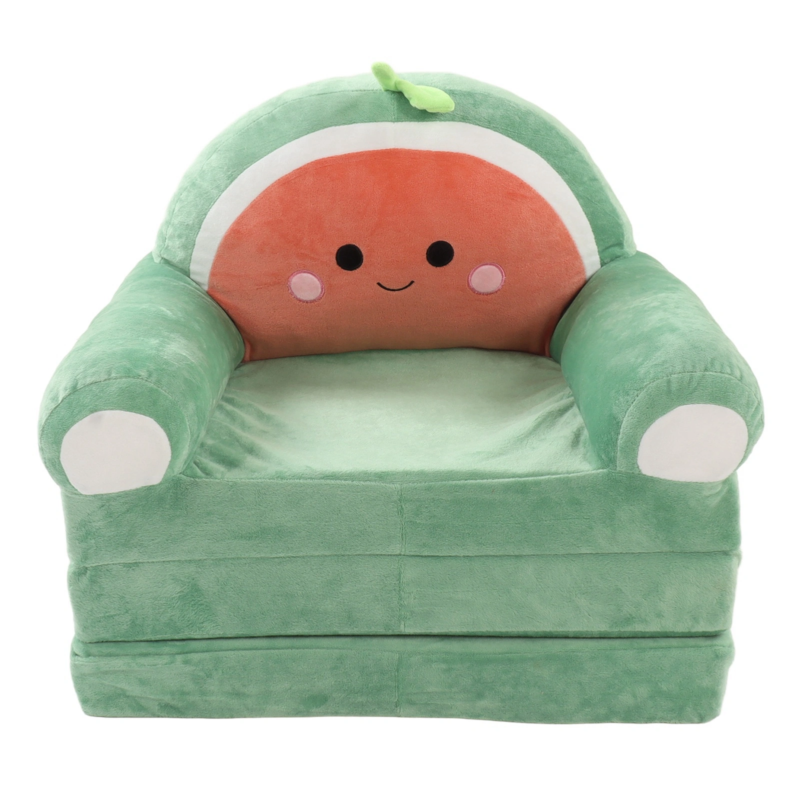 Cute Cartoon Foldable Kids Sofa Bed, 2 in 1 Backrest Armchair Children Folding Couch with Armrests, Green Kids Sofa for Living Room Bedroom view 3