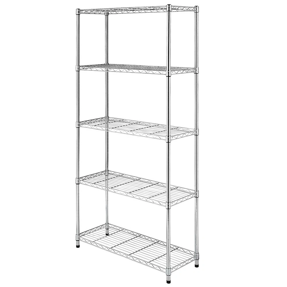 5-Tier Chrome Plated Steel Shelving Unit, Heavy Duty Wire Storage Rack 180x90x35cm, Adjustable Metal Shelf for Garage, Warehouse, Kitchen view 11