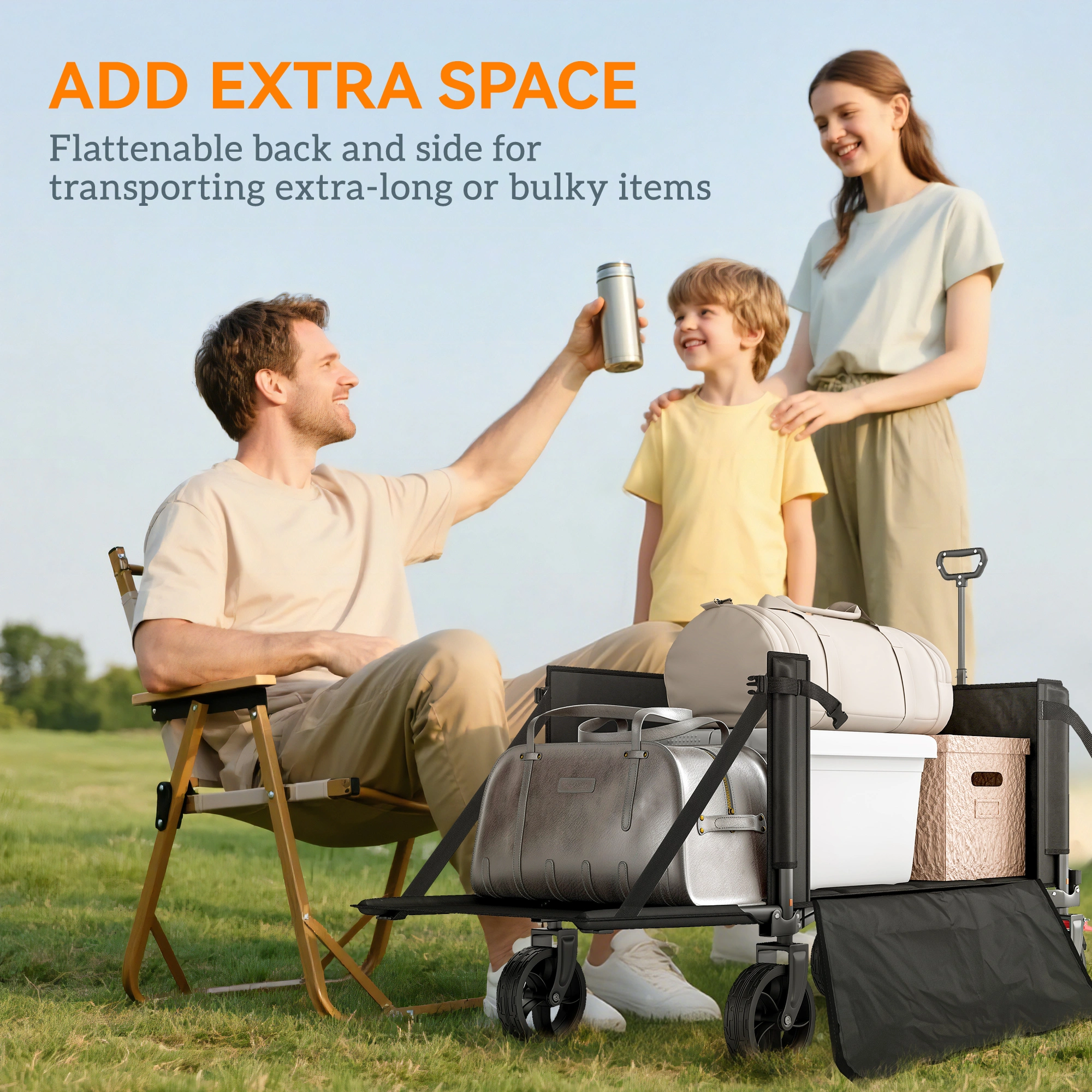 Heavy Duty Folding Hand Truck, 2-Wheel Convertible Utility Cart, Stair Climbing Dolly, Multi-Position Rolling Loading Cart view 2