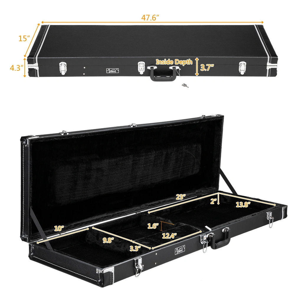 High Grade Electric Guitar Square Hard Case Flat Black view 13