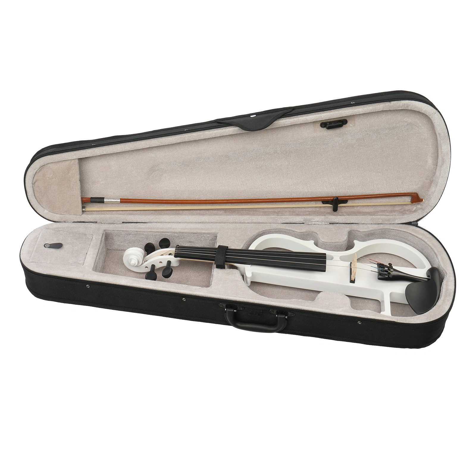 Full Size 4/4 Bunnel Edge Electric Silent Violin with Case Bow Rosin Headphone Connecting Line White view 13