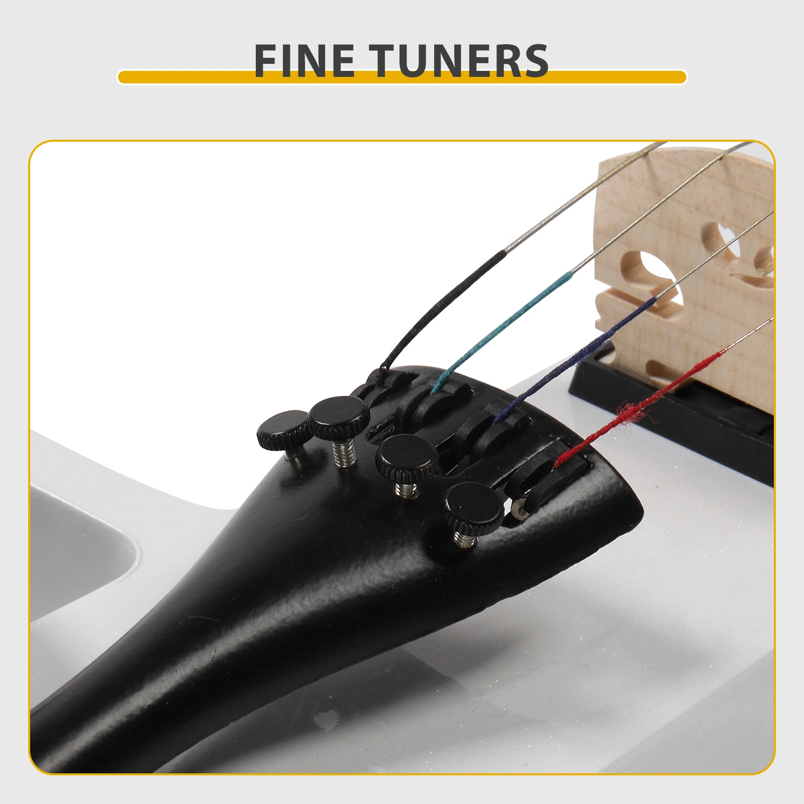Full Size 4/4 Bunnel Edge Electric Silent Violin with Case Bow Rosin Headphone Connecting Line White view 8