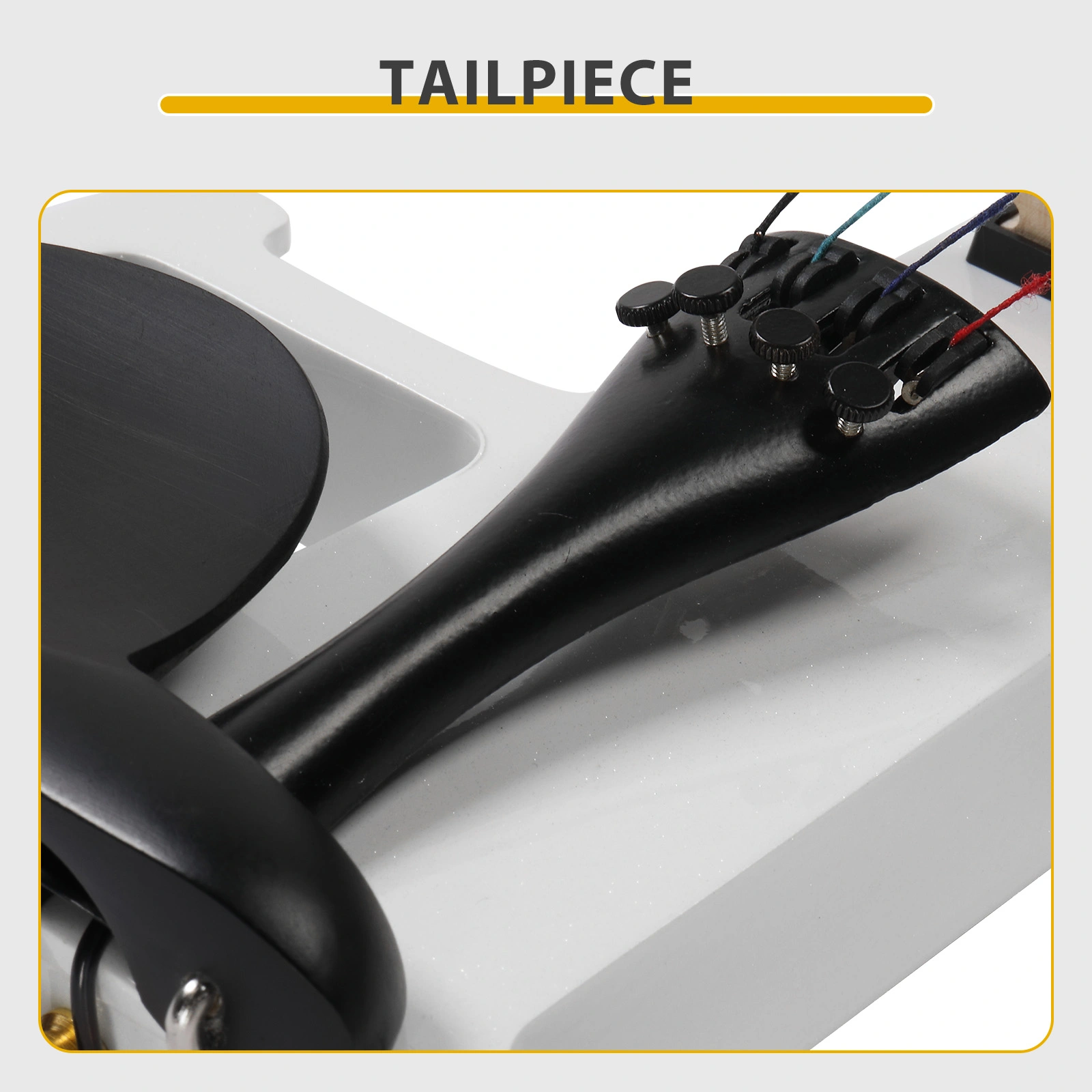 Full Size 4/4 Bunnel Edge Electric Silent Violin with Case Bow Rosin Headphone Connecting Line White view 9