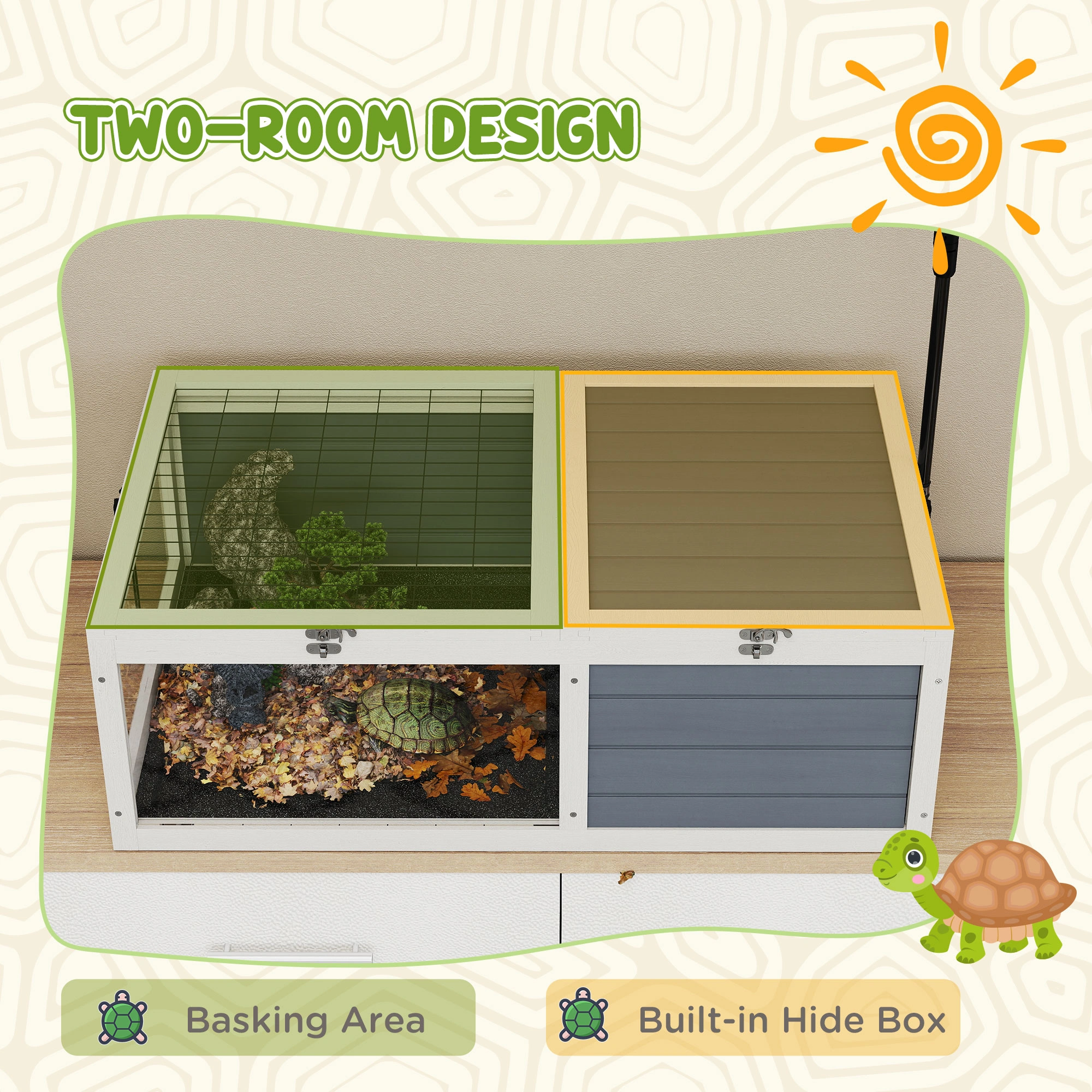 Premium Turtle Cage & Tortoise House with Secure Lid - Ventilated Enclosed Habitat for Pet Turtles and Reptiles