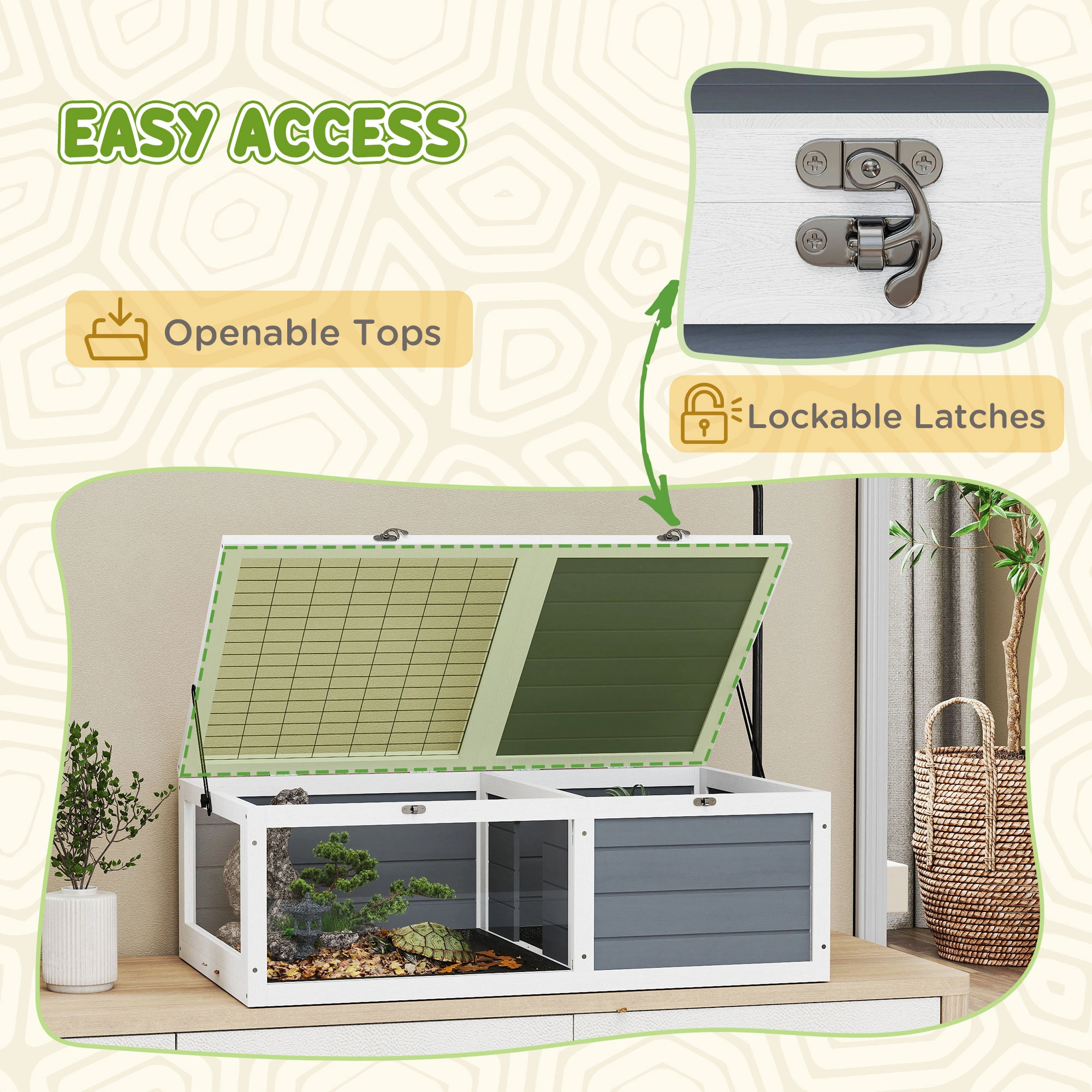 Premium Turtle Cage & Tortoise House with Secure Lid - Ventilated Enclosed Habitat for Pet Turtles and Reptiles view 3