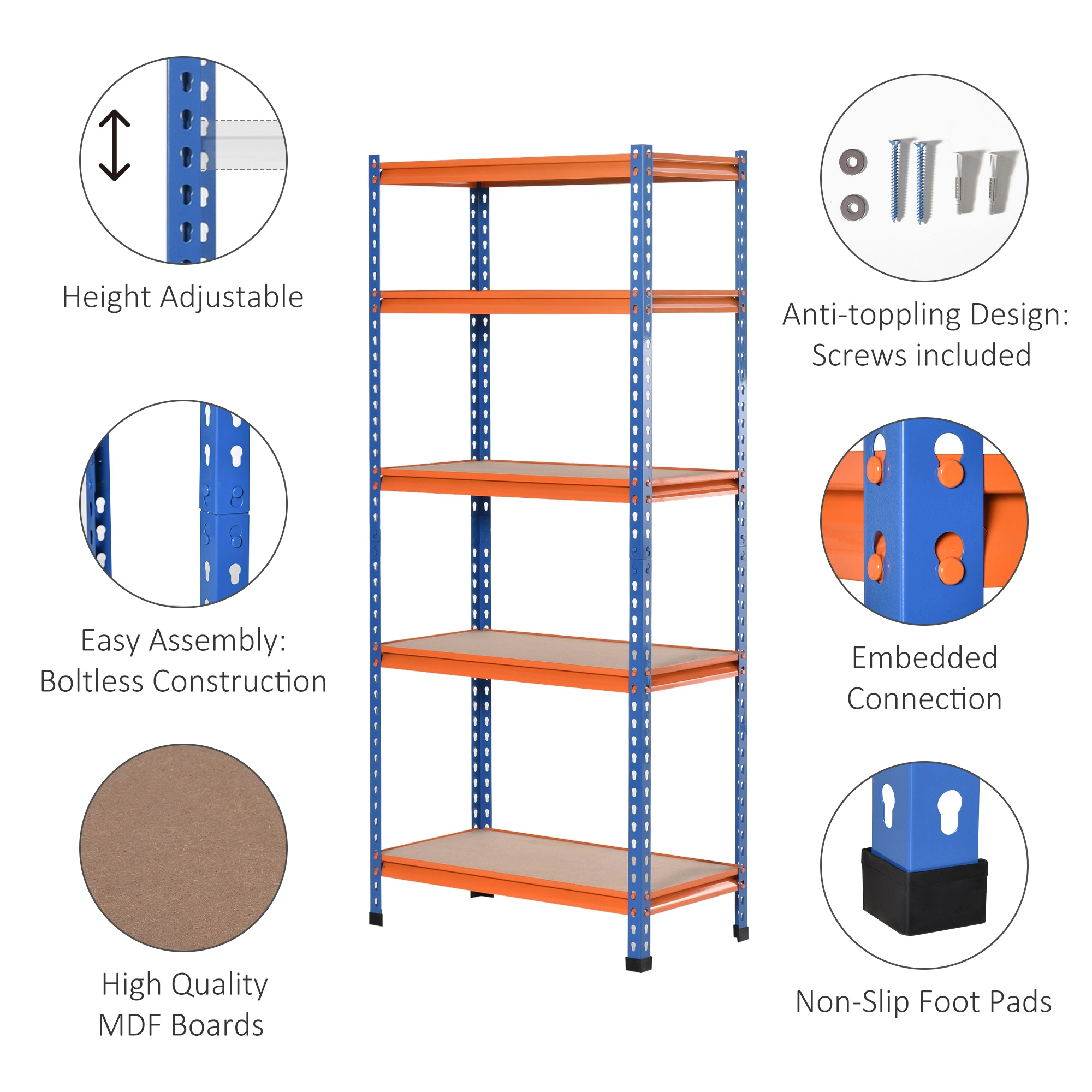 Heavy Duty Metal Garage Shelf, Wall-Mounted Storage Rack with Adjustable Shelves for Tools and Supplies view 3