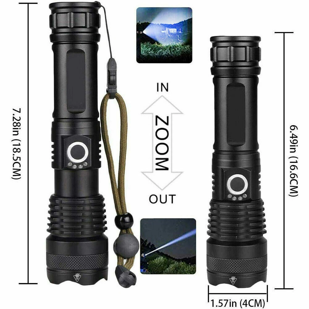 USB Rechargeable LED Flashlight 5-Mode Outdoor Camping Hiking Light Kit with Box view 2