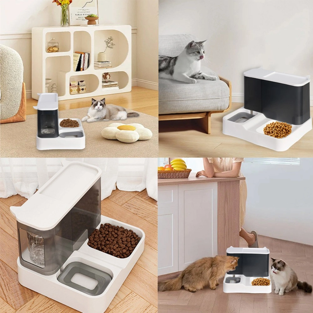2 in 1 Automatic Pet Feeder Food Water Dispenser Bowl with Bottle for Dogs Cats view 5