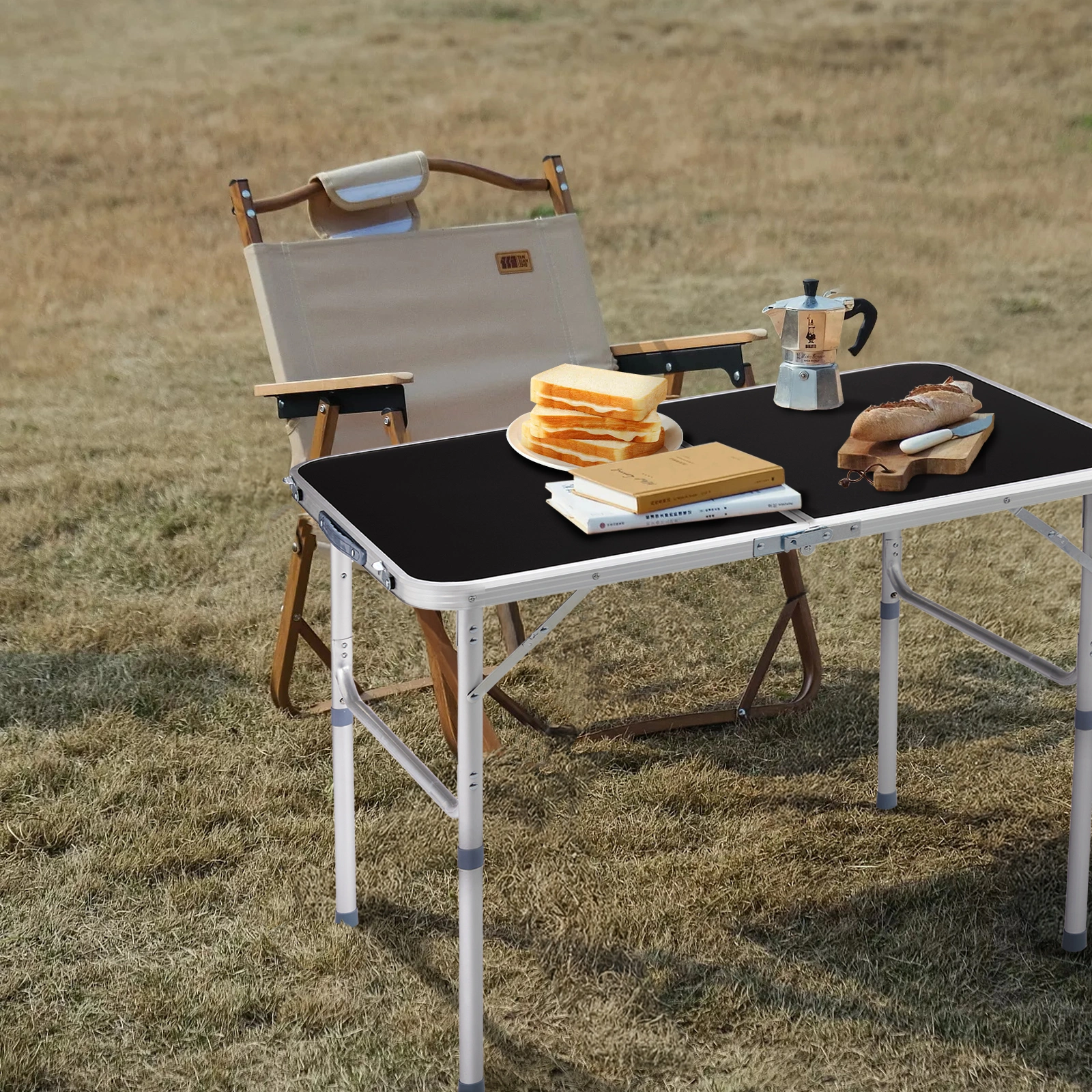 3ft Aluminum Alloy Folding Table Black view 7