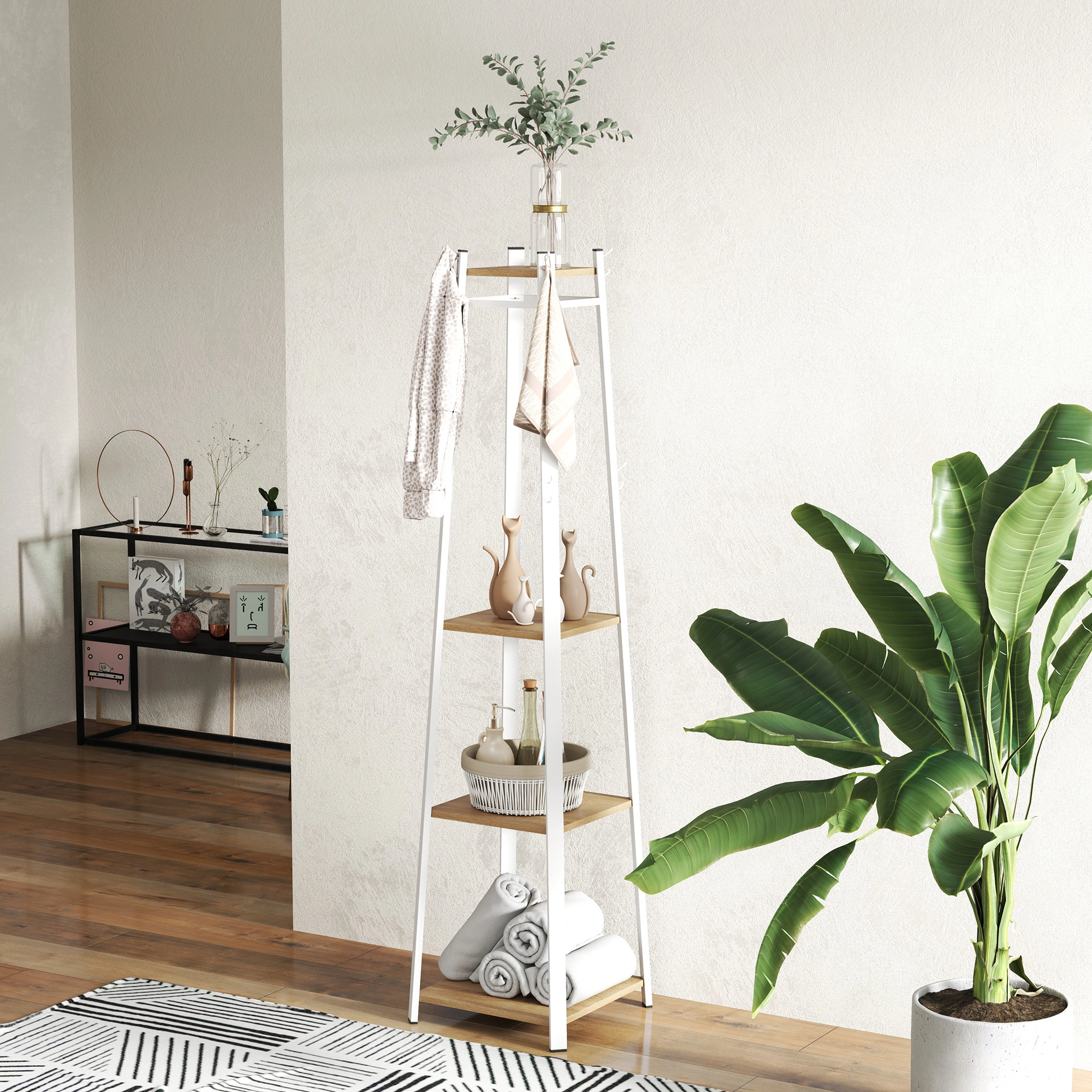 Heavy Duty Coat Racks Wall Mounted, Freestanding Entryway Hook Rack for Jacket, Hat, Bag view 2