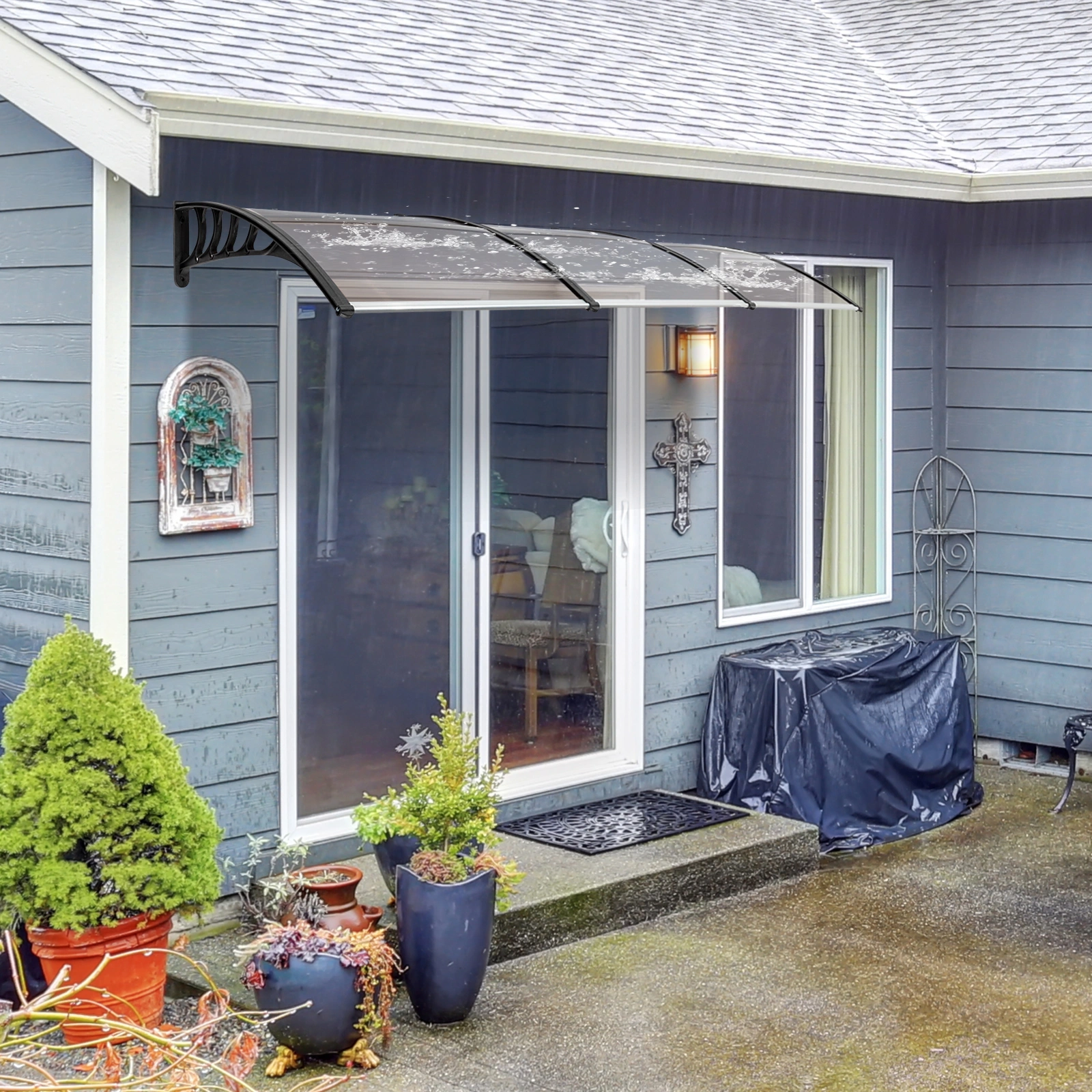 HT-300 x 100 Household Application Door & Window Rain Cover Eaves Brown Board & Black Holder view 20
