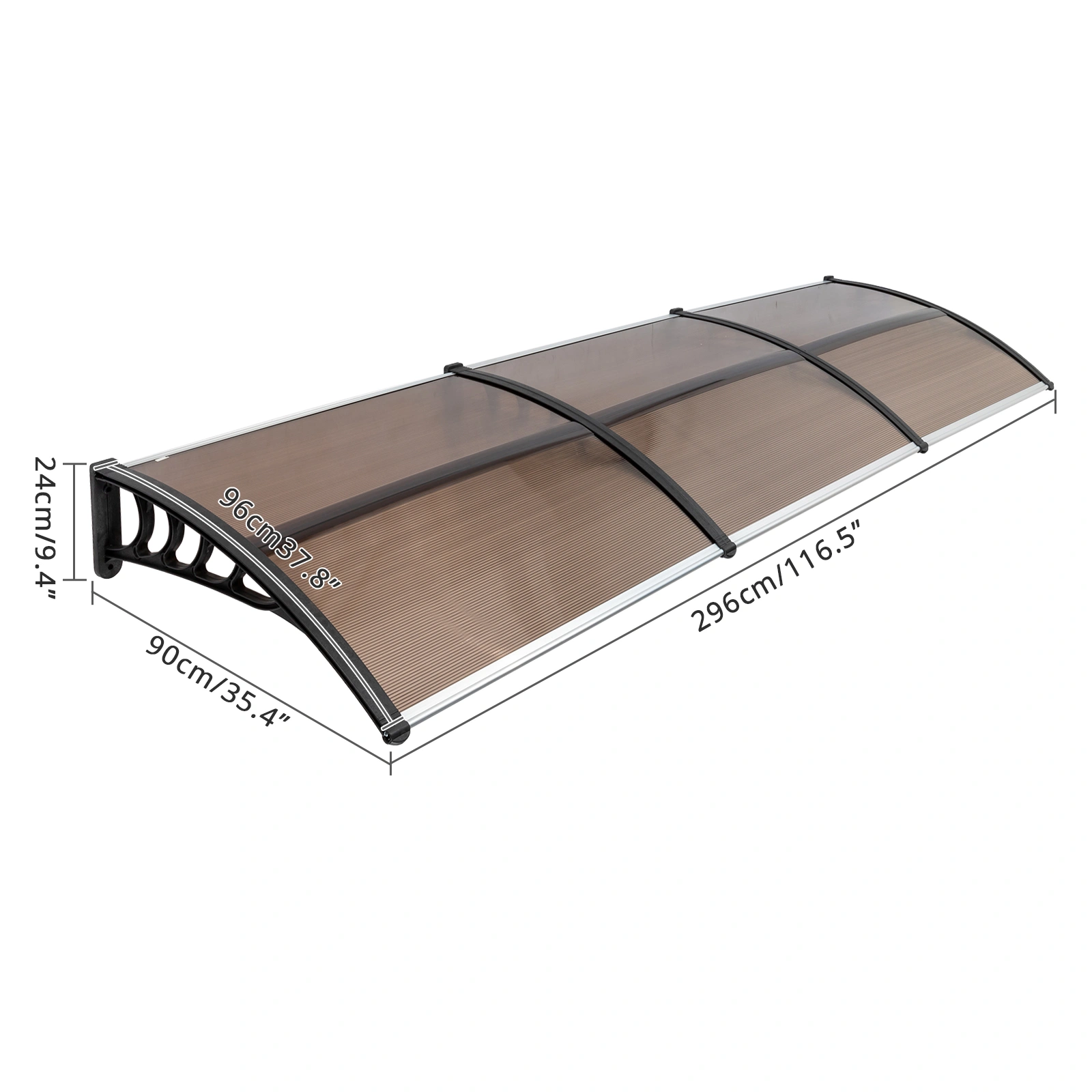 HT-300 x 100 Household Application Door & Window Rain Cover Eaves Brown Board & Black Holder view 9