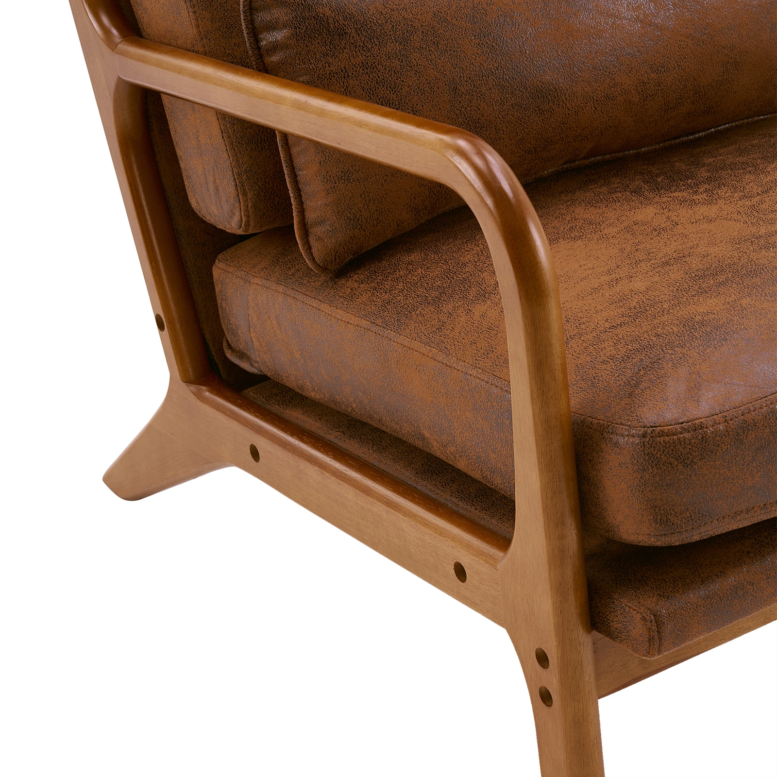 High Back Solid Wood Armrest Backrest Iron Frame Bronzing Cloth Indoor Leisure Chair Orange view 10