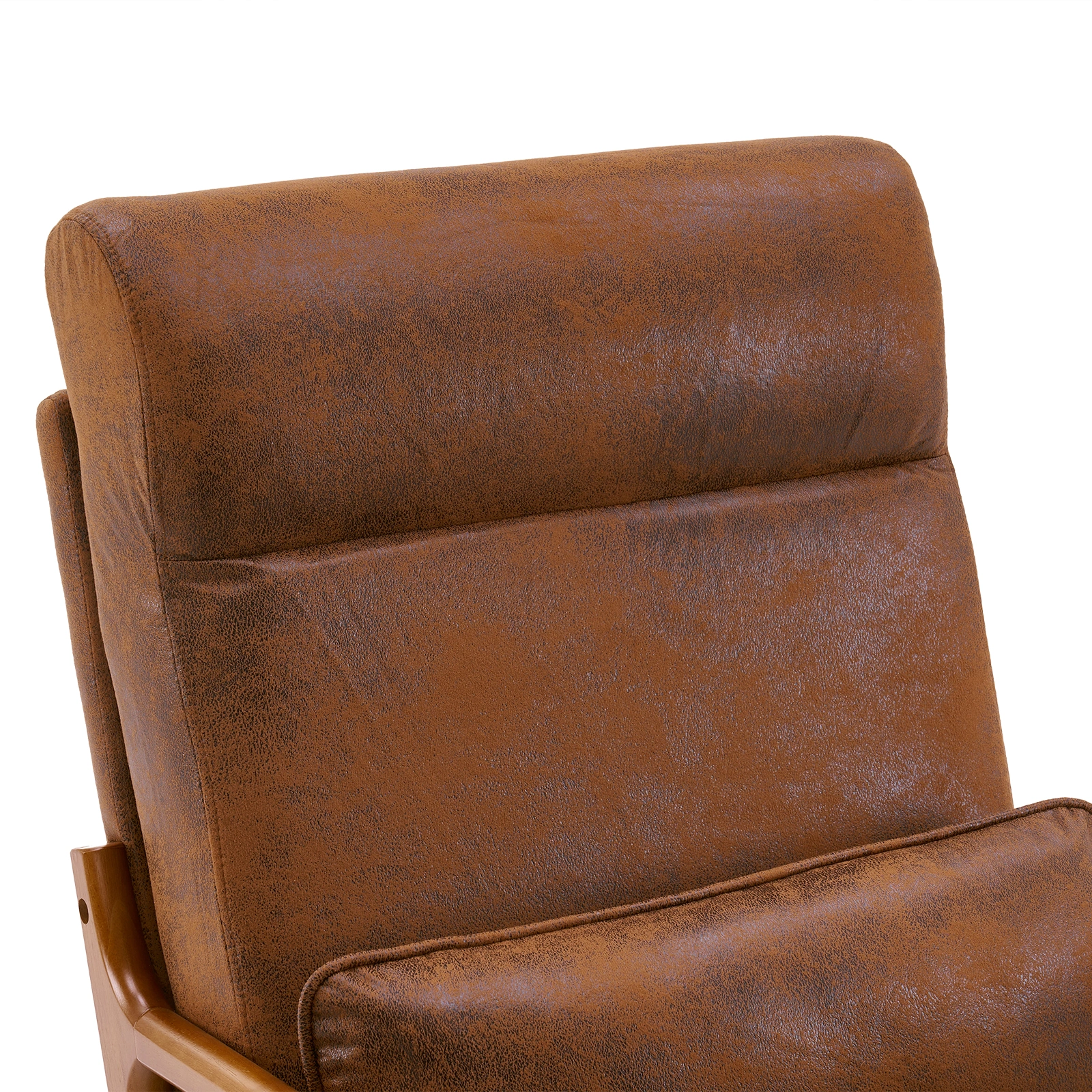 High Back Solid Wood Armrest Backrest Iron Frame Bronzing Cloth Indoor Leisure Chair Orange view 14