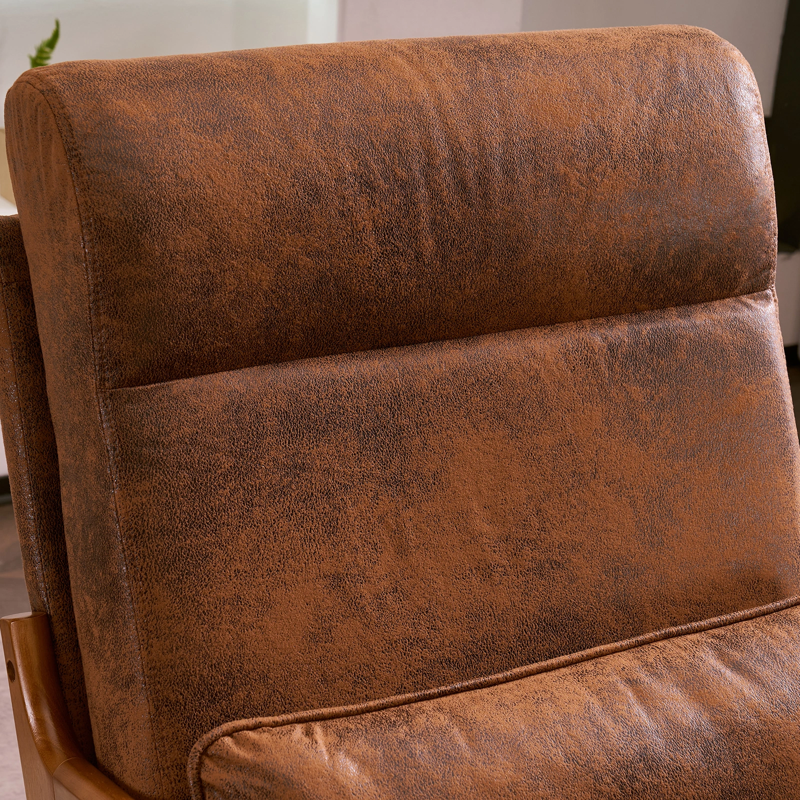 High Back Solid Wood Armrest Backrest Iron Frame Bronzing Cloth Indoor Leisure Chair Orange view 37