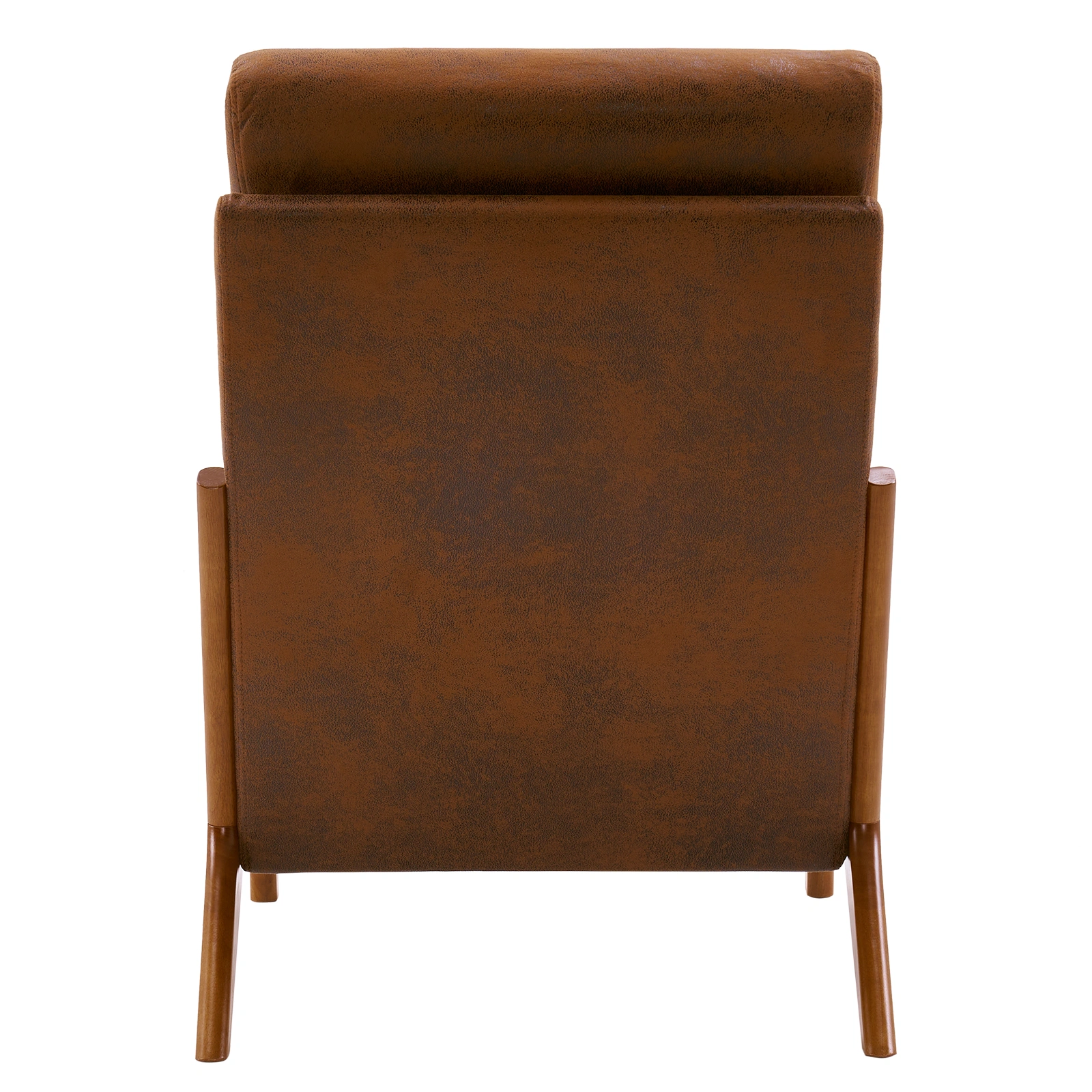 High Back Solid Wood Armrest Backrest Iron Frame Bronzing Cloth Indoor Leisure Chair Orange view 7