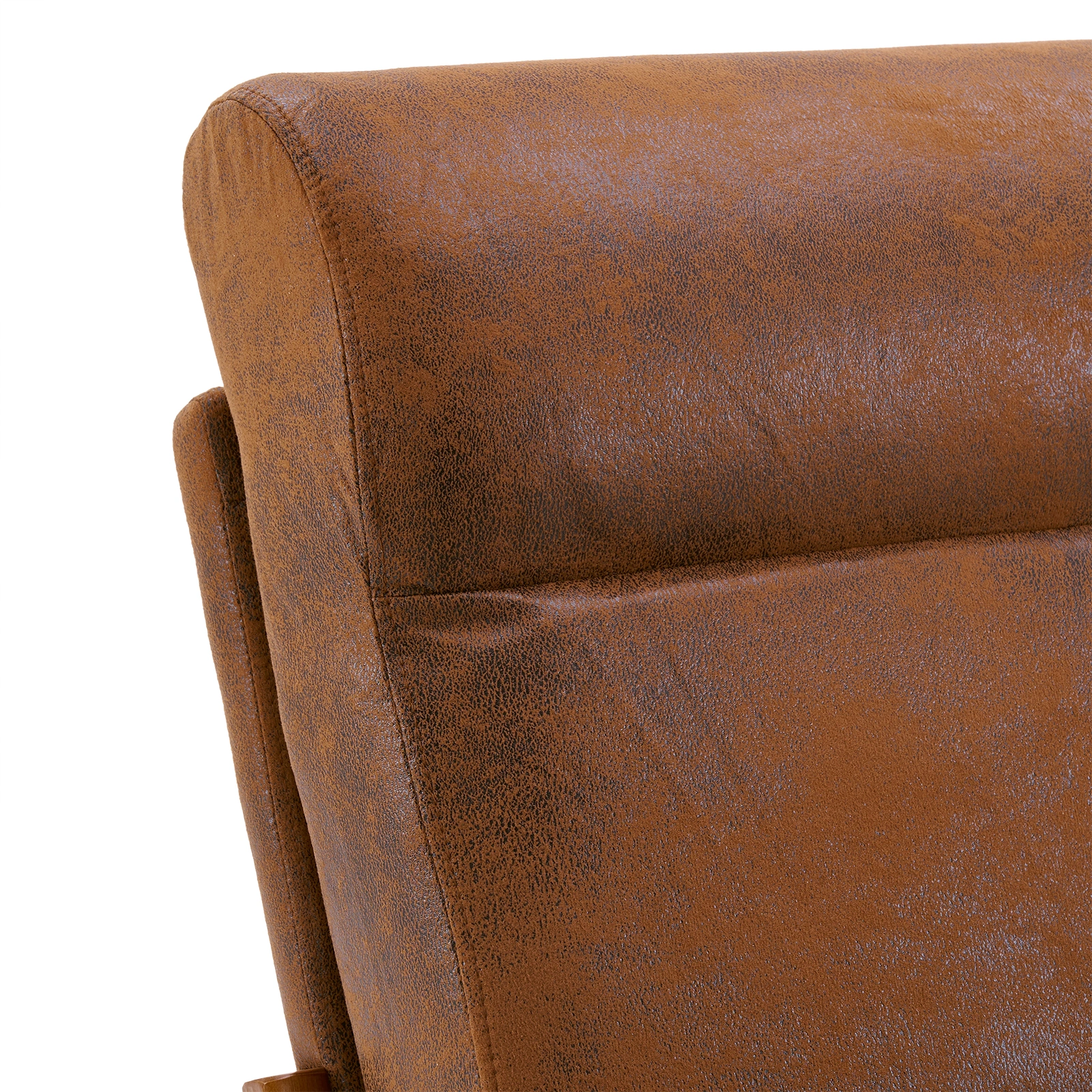 High Back Solid Wood Armrest Backrest Iron Frame Bronzing Cloth Indoor Leisure Chair Orange view 9